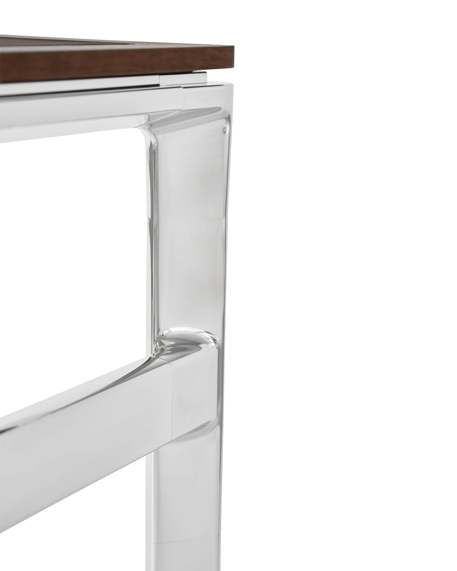 Biurko STUDIO zielony skórzany blat z orzechową ramą i aluminiową podstawą - Image 10