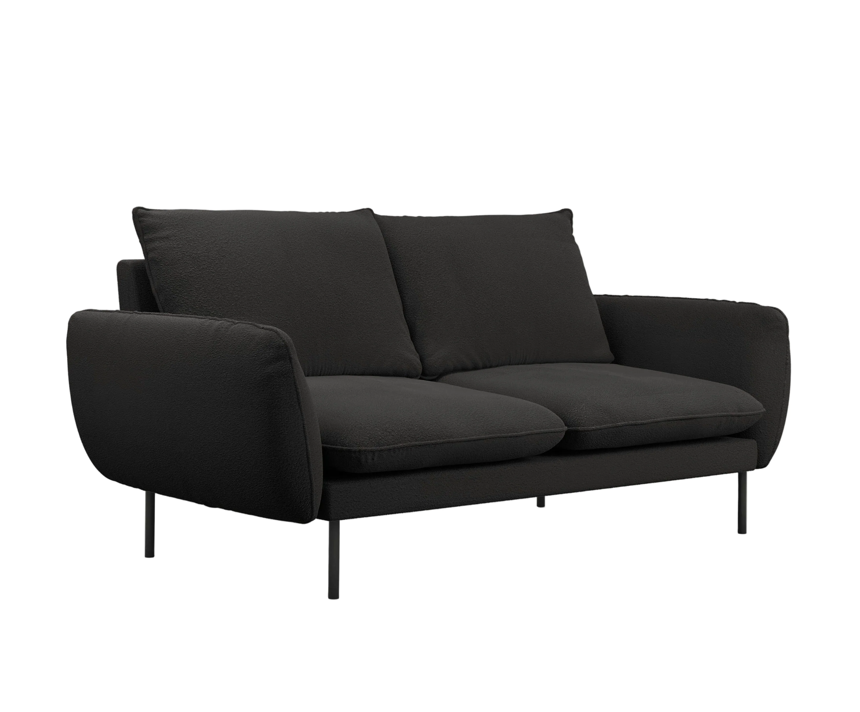 Sofa 2-osobowa VIENNA czarny boucle z czarną podstawą