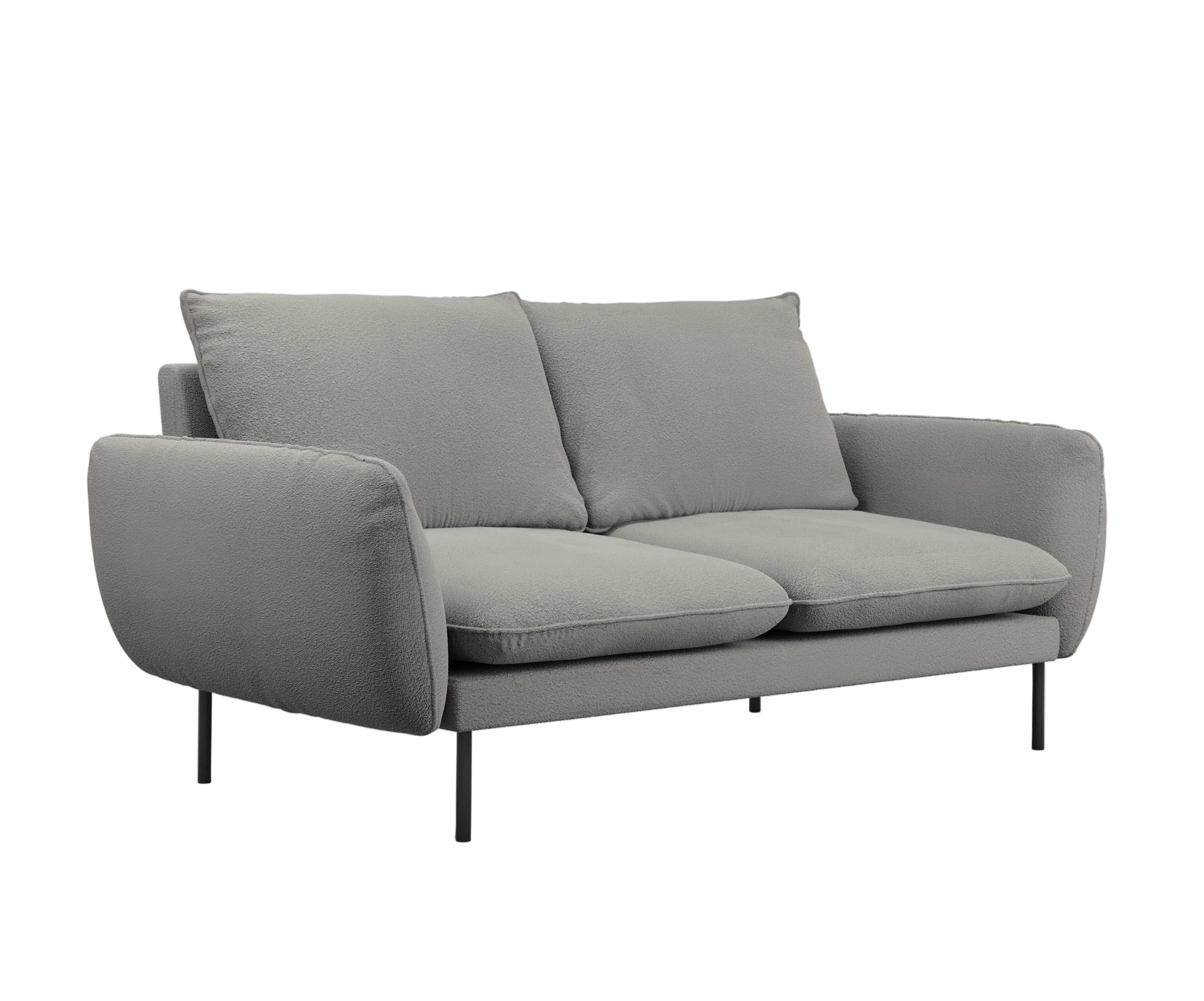 Sofa 2-osobowa VIENNA szary boucle z czarną podstawą