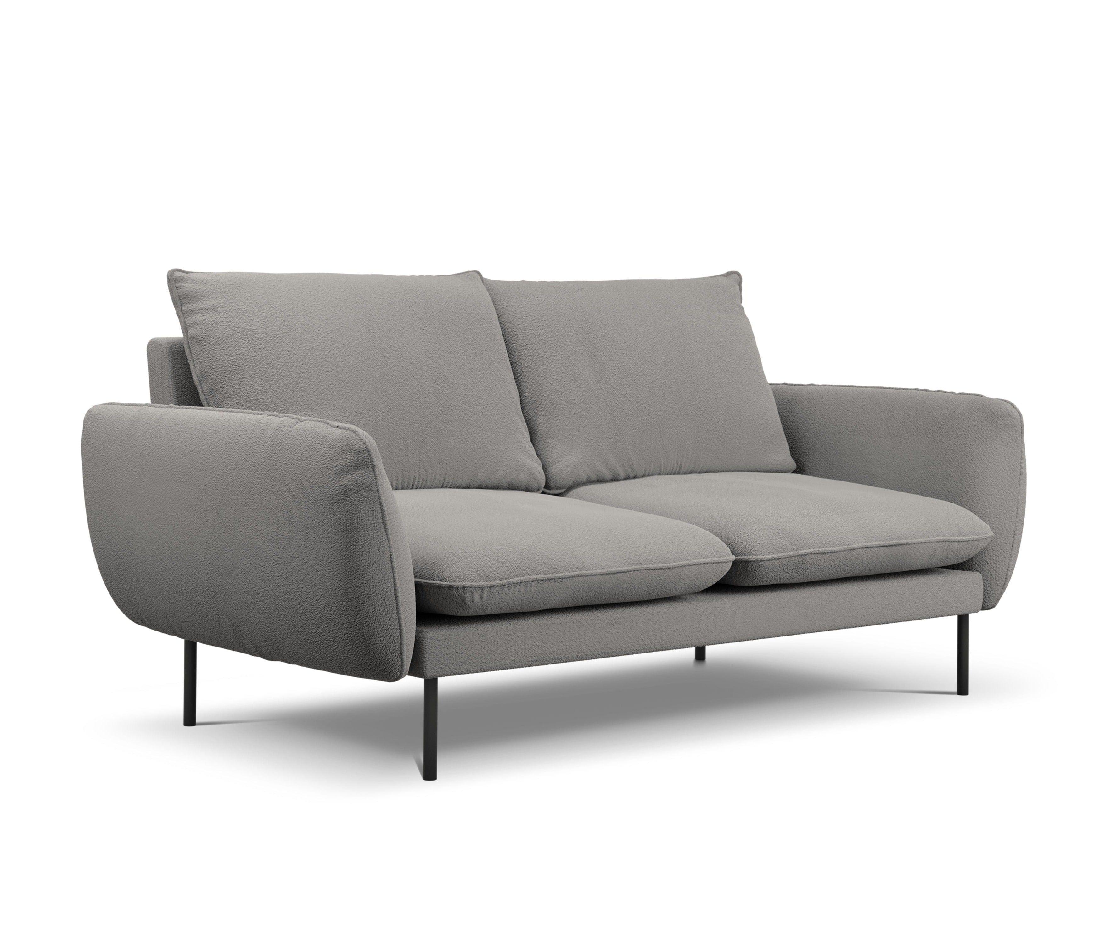 Sofa 2-osobowa VIENNA szary boucle z czarną podstawą - Image 6