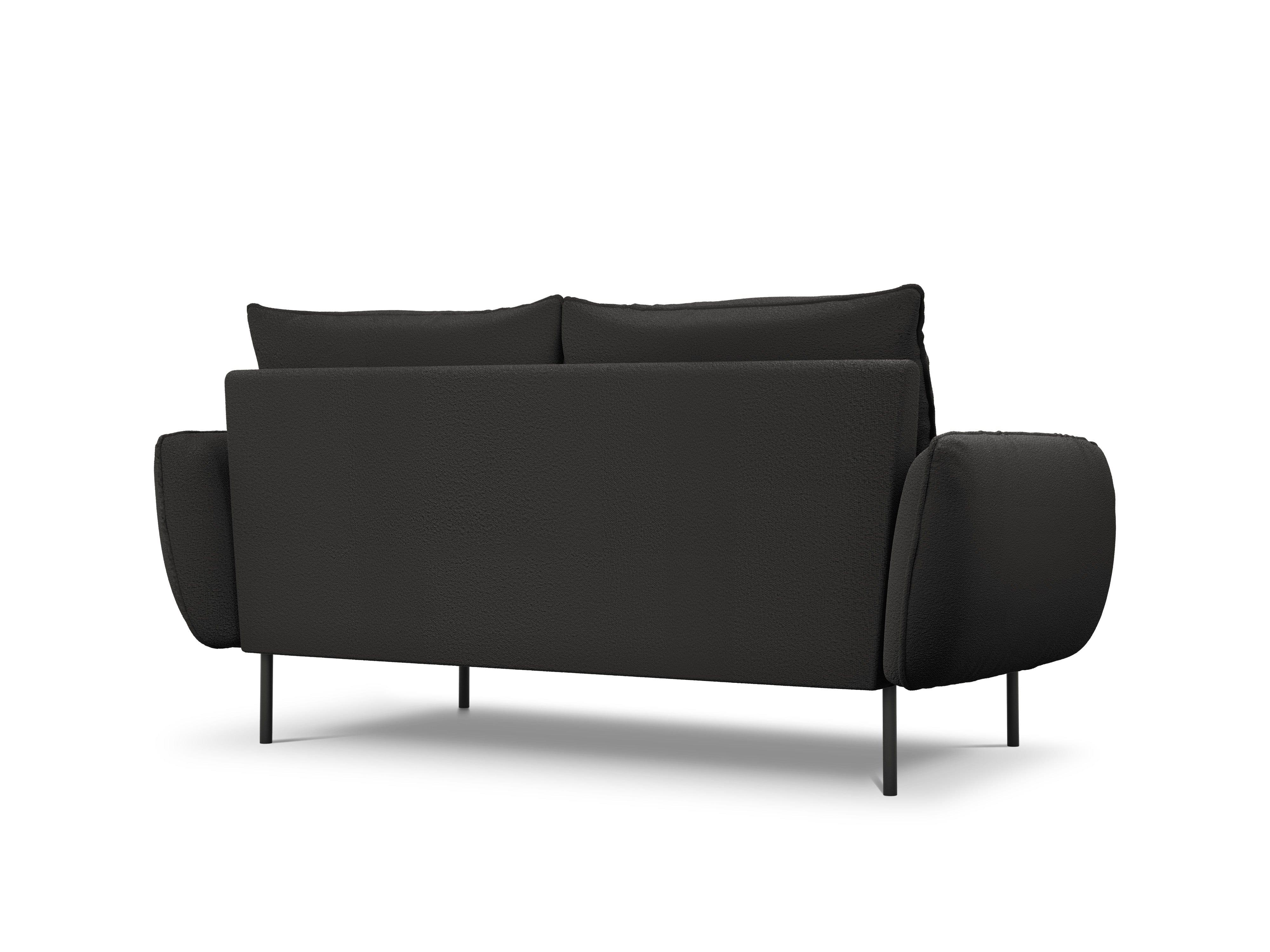 Sofa 2-osobowa VIENNA czarny boucle z czarną podstawą - Image 4