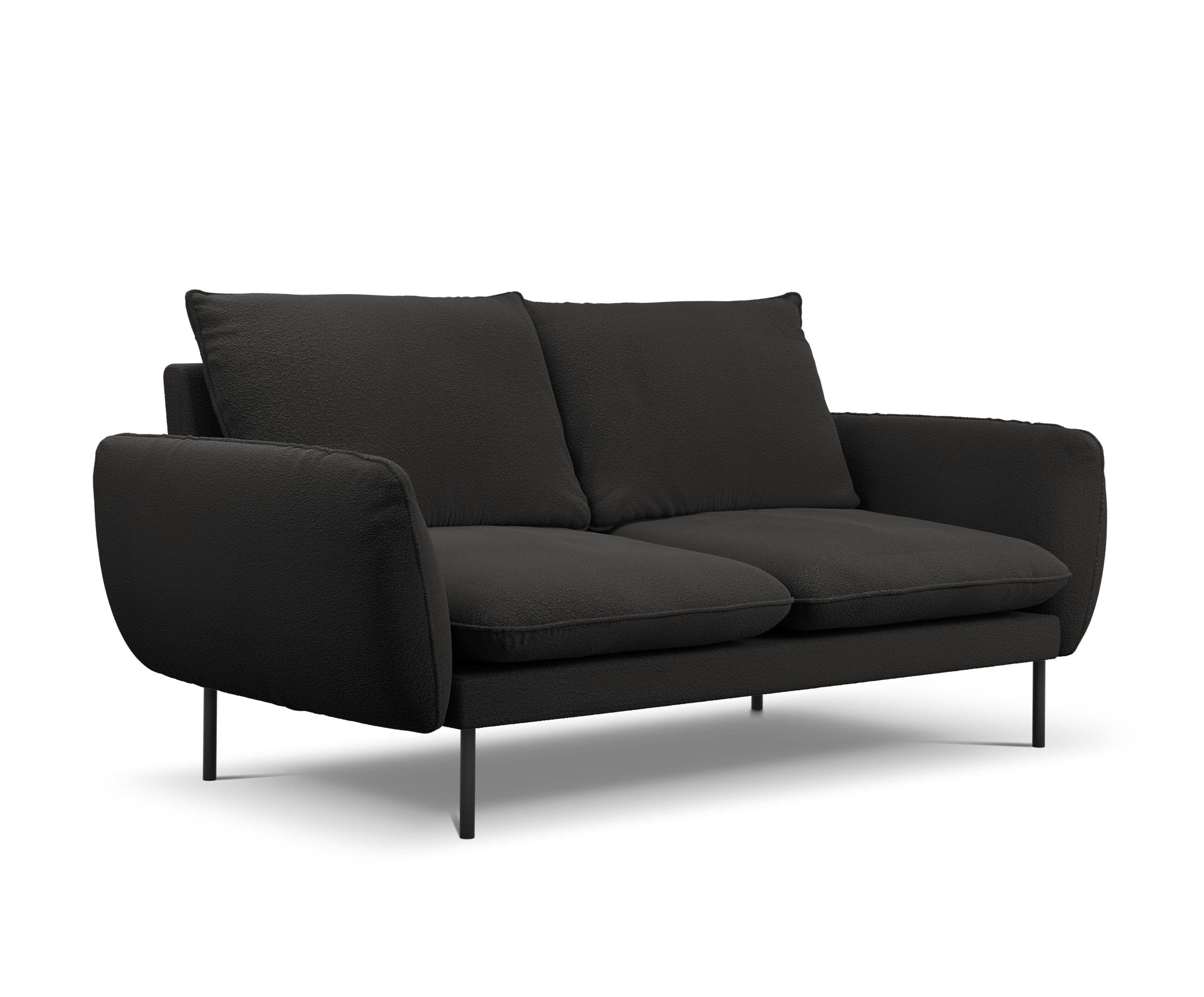 Sofa 2-osobowa VIENNA czarny boucle z czarną podstawą - Image 6