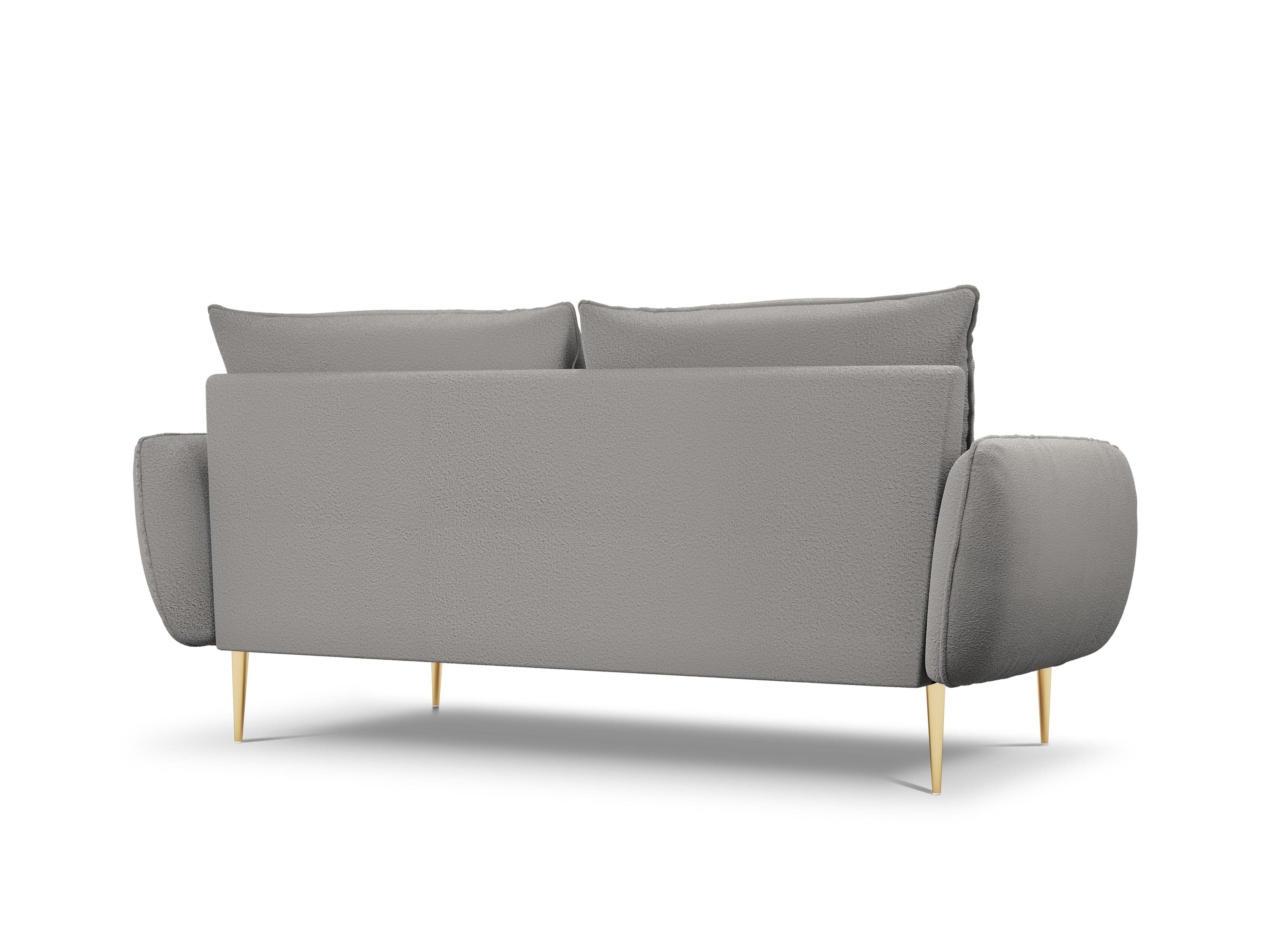 Sofa 3-osobowa VIENNA szary boucle ze złotą podstawą - Image 4