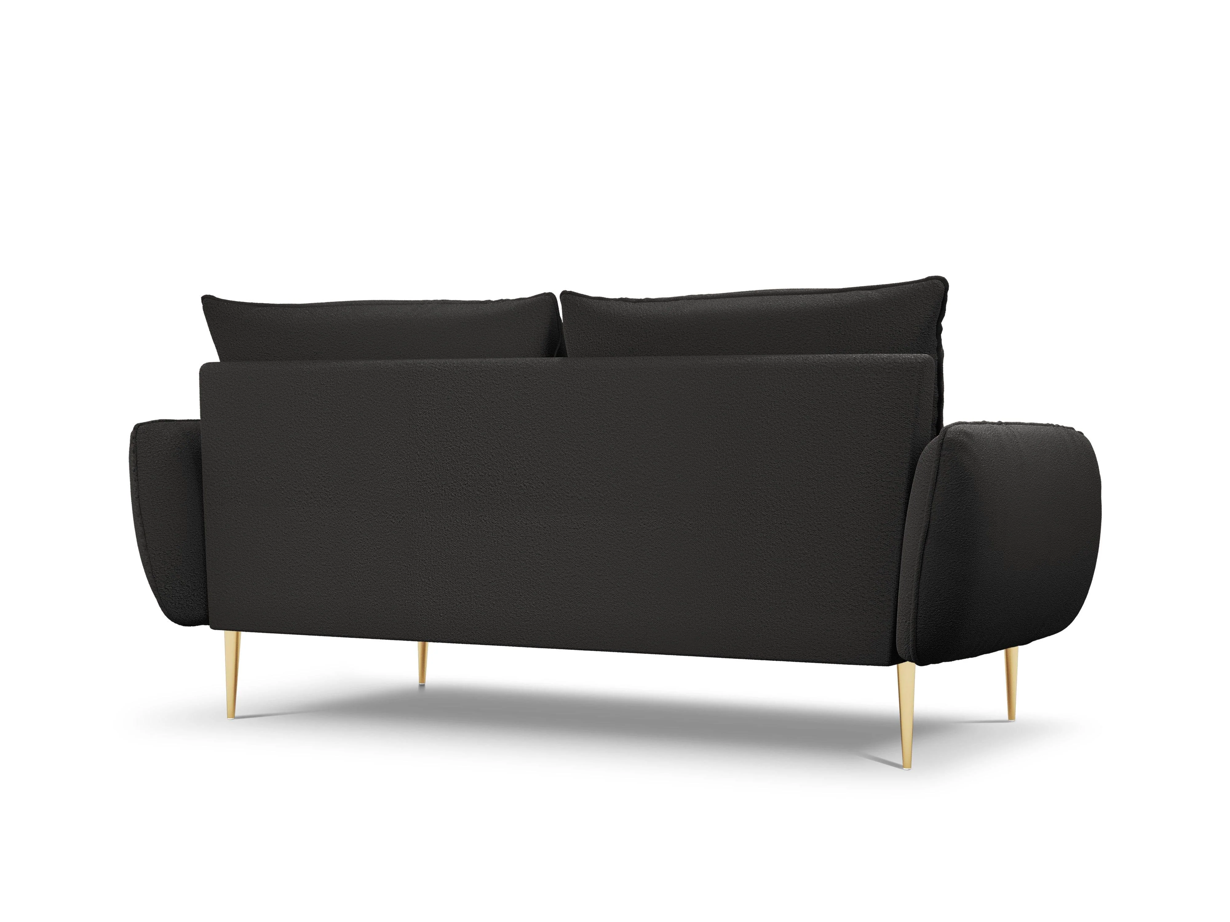Sofa 3-osobowa VIENNA czarny boucle ze złotą podstawą - Image 3