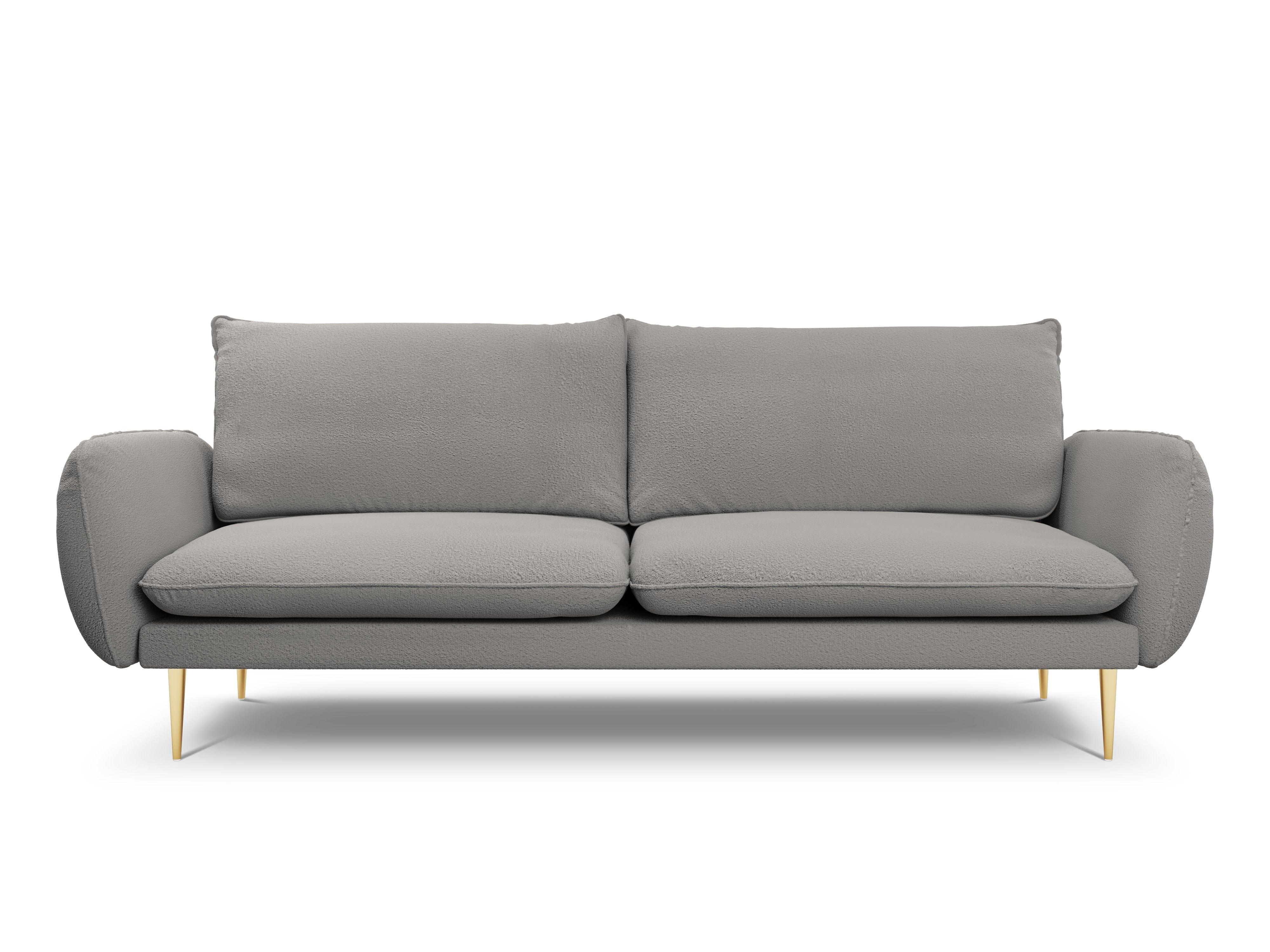 Sofa 4-osobowa VIENNA szary boucle ze złotą podstawą - Image 3