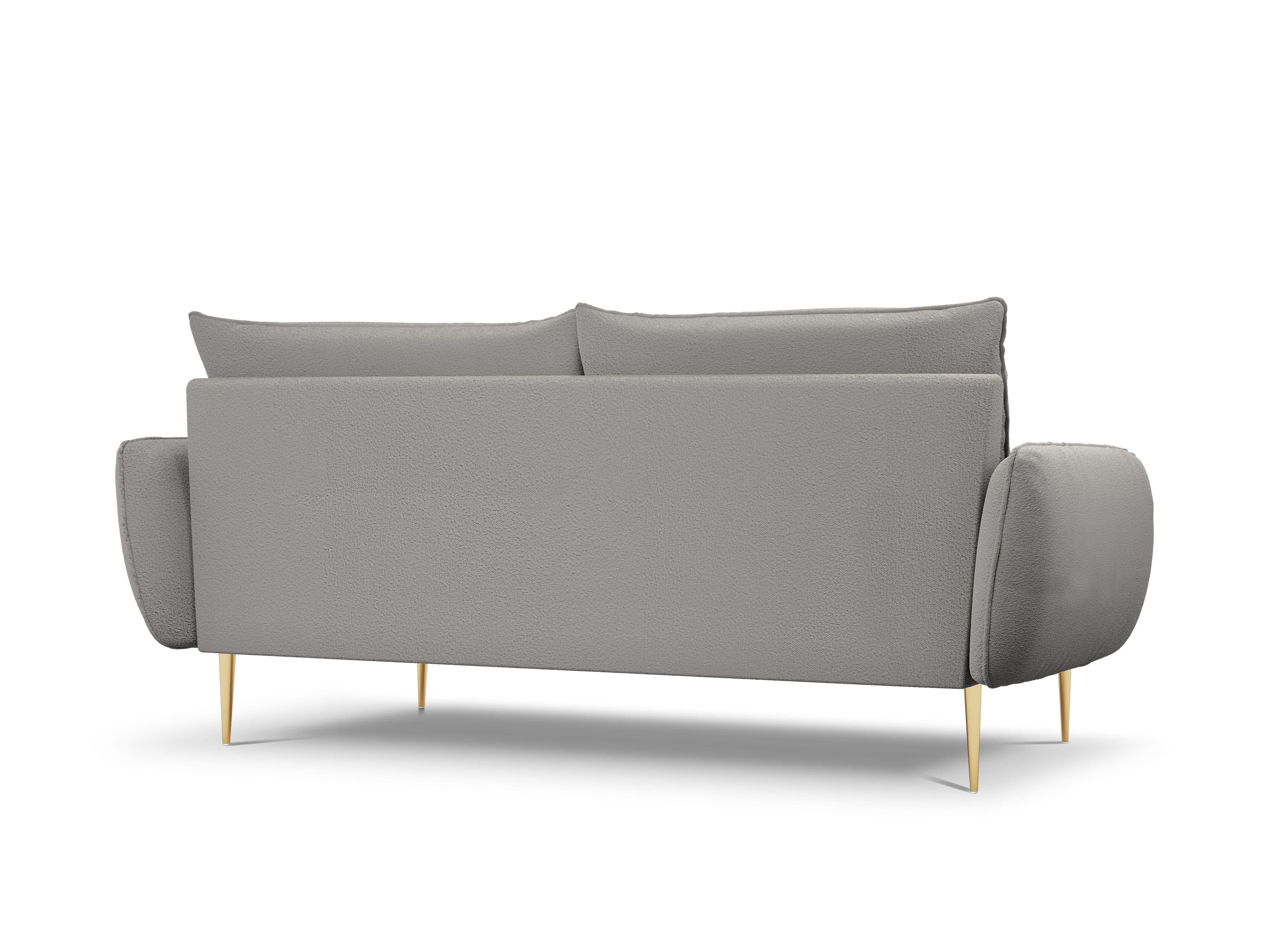 Sofa 4-osobowa VIENNA szary boucle ze złotą podstawą - Image 9