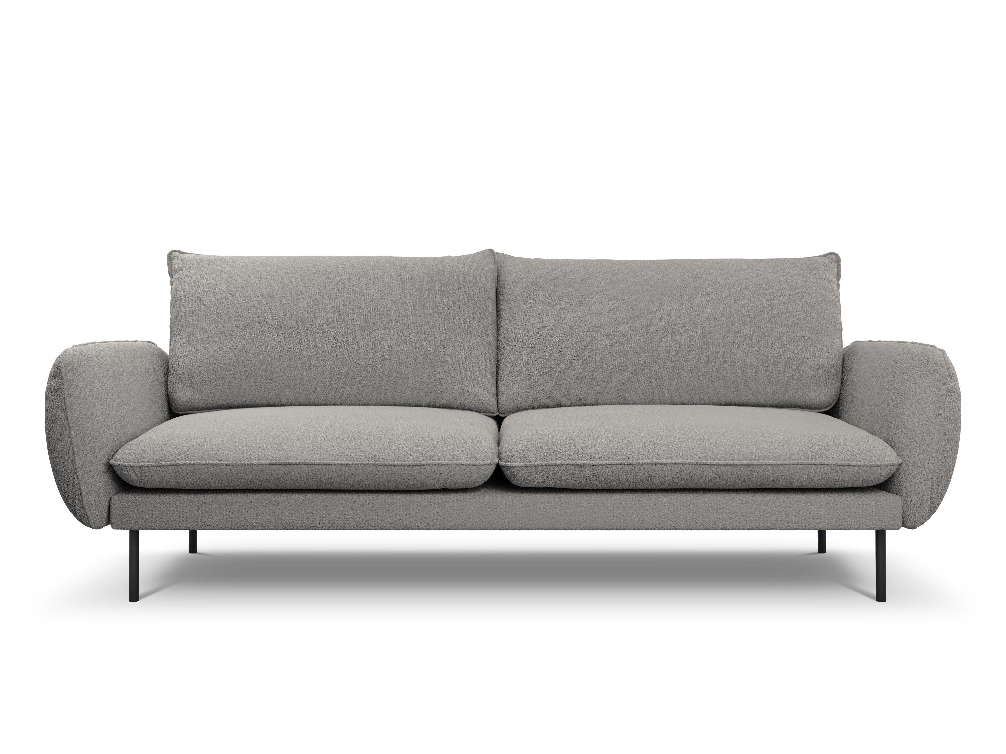 Sofa 4-osobowa VIENNA szary boucle z czarną podstawą - Image 3