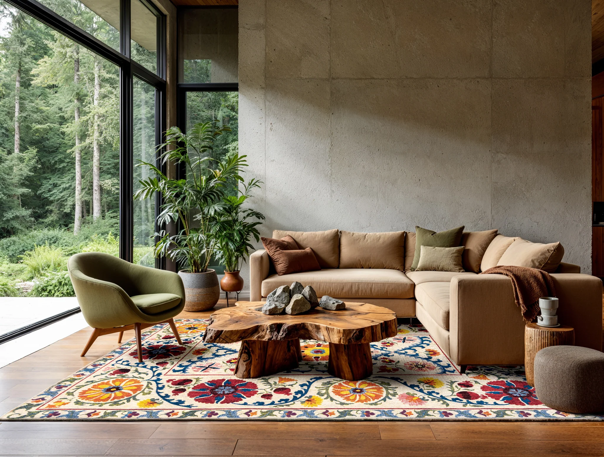 Dywan SUZANI ORIGINE beżowy z pomarańczowym - Image 2