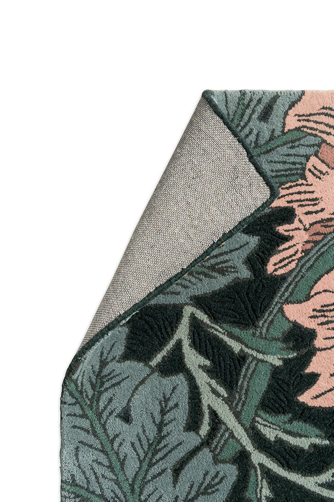 Dywan wełniany HONEYSUCKLE & TULIP TEAL ciemnozielony z różowym - Image 8