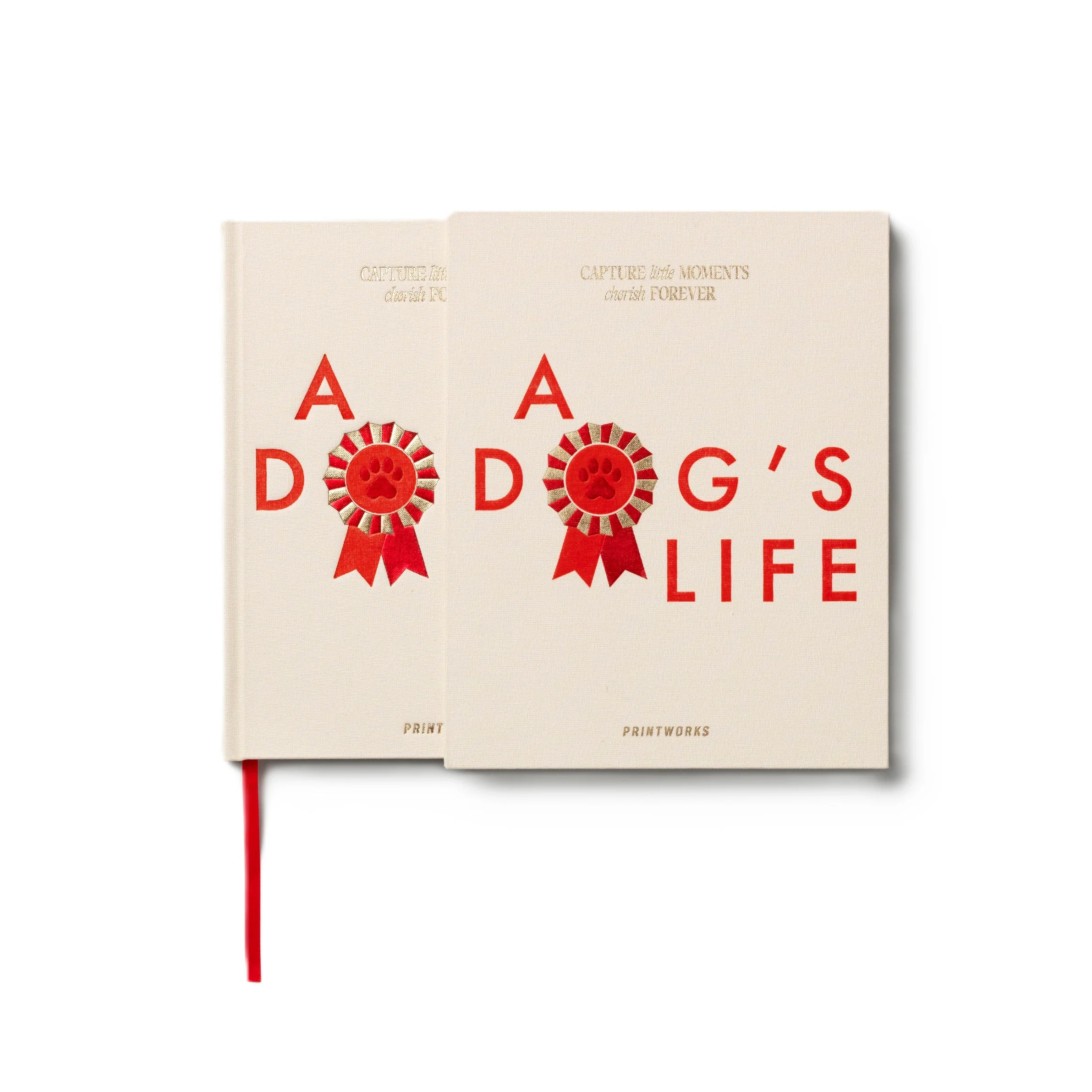 Dziennik A DOG'S LIFE beżowy z czerwonym