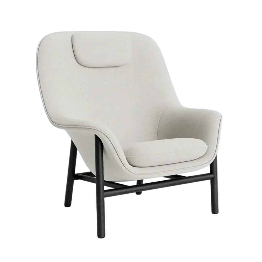 Fotel DRAPE HIGH W. HEADREST z czarną dębową podstawą - poekspozycyjny