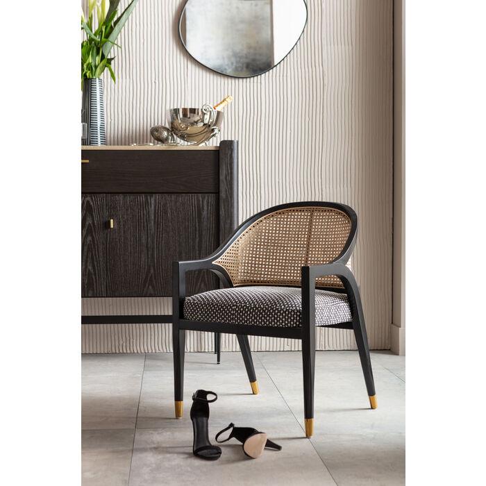 Fotel HORIZON czarny z rattanem - Image 2