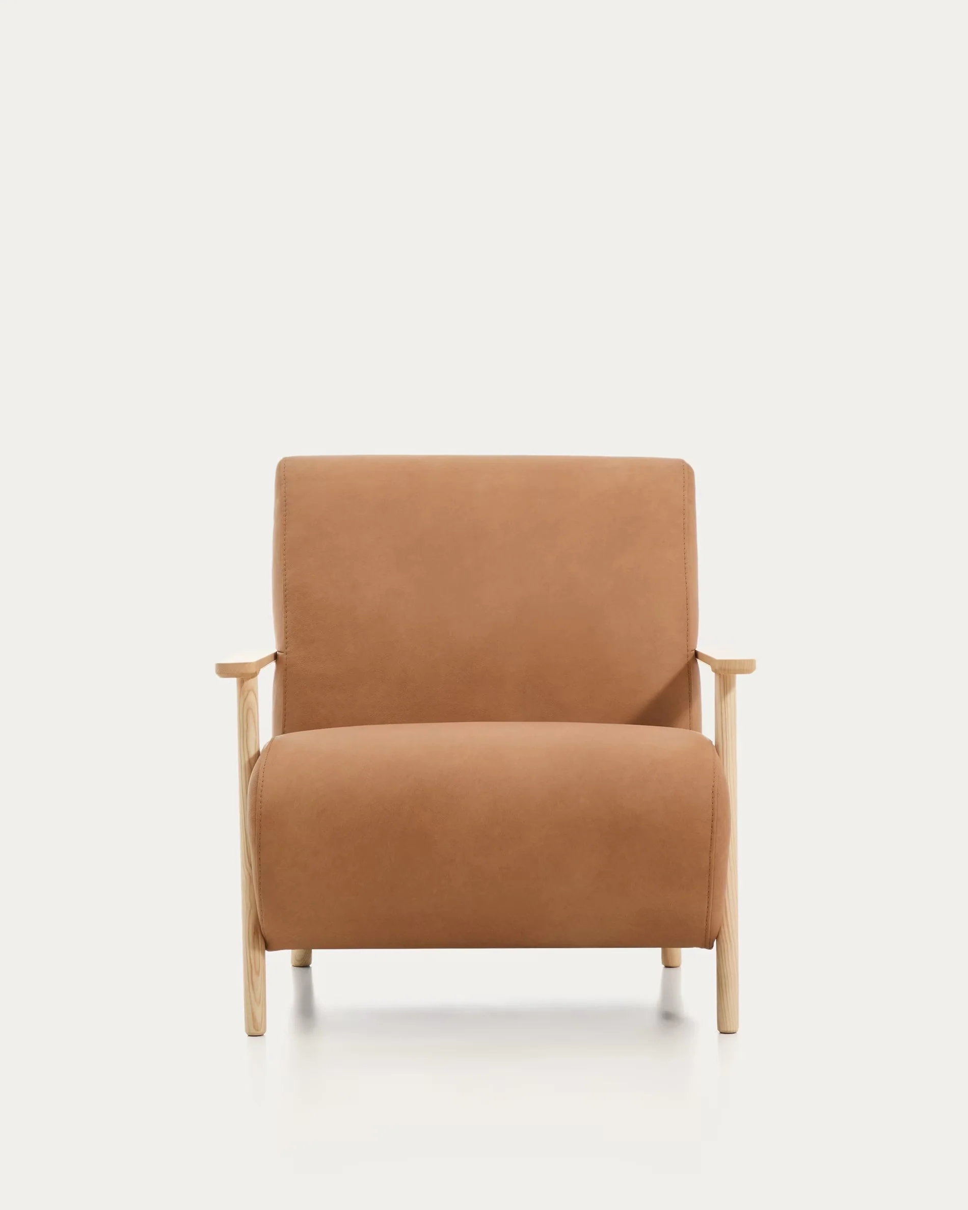 Fotel MEGHAN brązowy skórzany z jesionową podstawą - Image 11