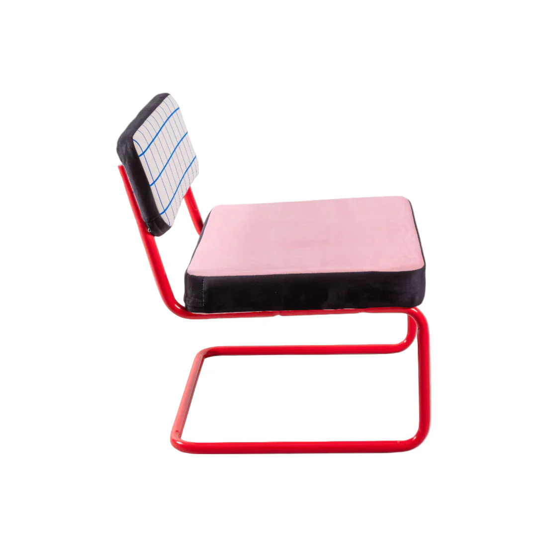 Fotel SUPERLOUNGE CHAIR BLUE GRID różowy z czerwoną podstawą - Image 4