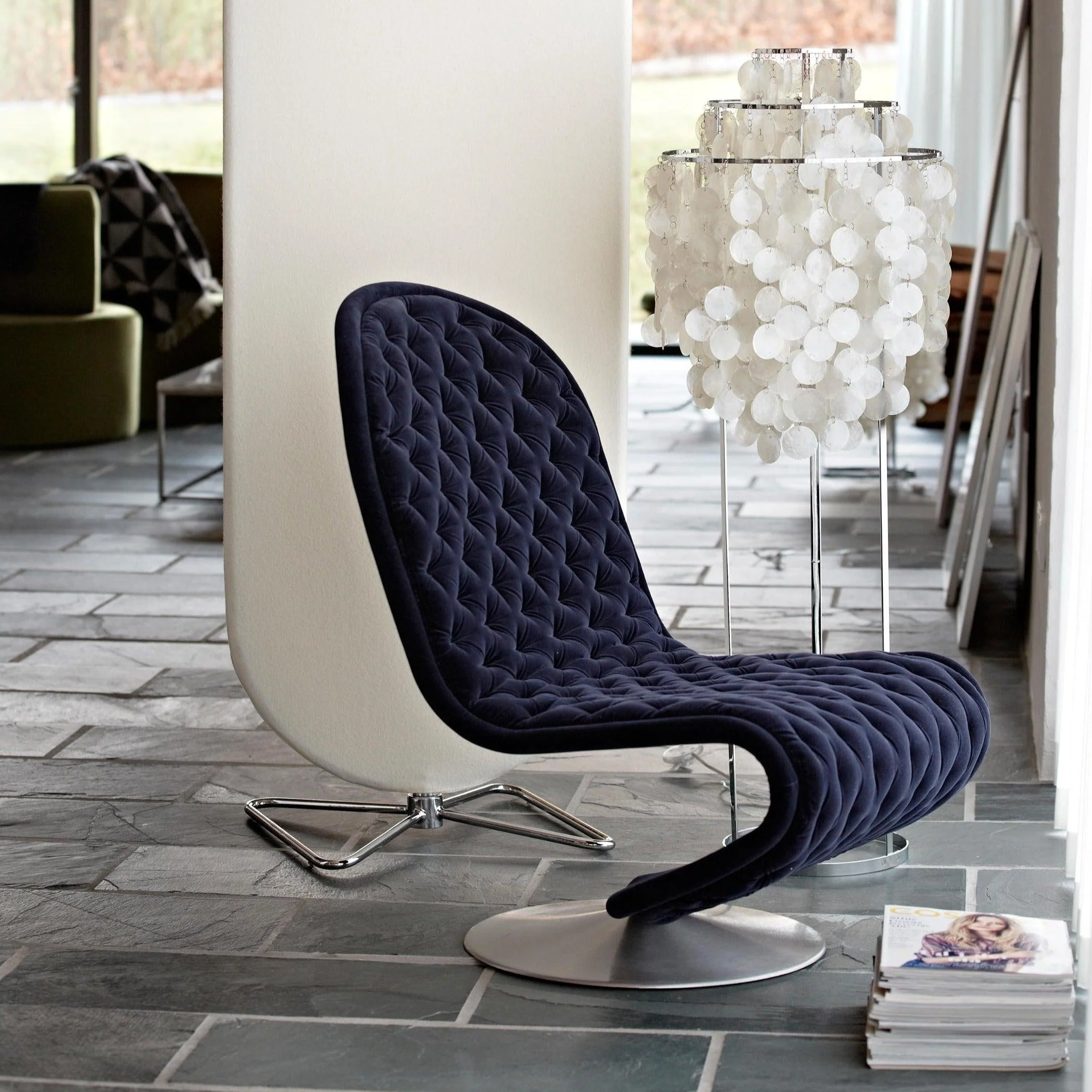 Fotel SYSTEM 1-2-3 LOUNGE DELUXE granatowy z okrągłą podstawą - poekspozycyjny - Image 2