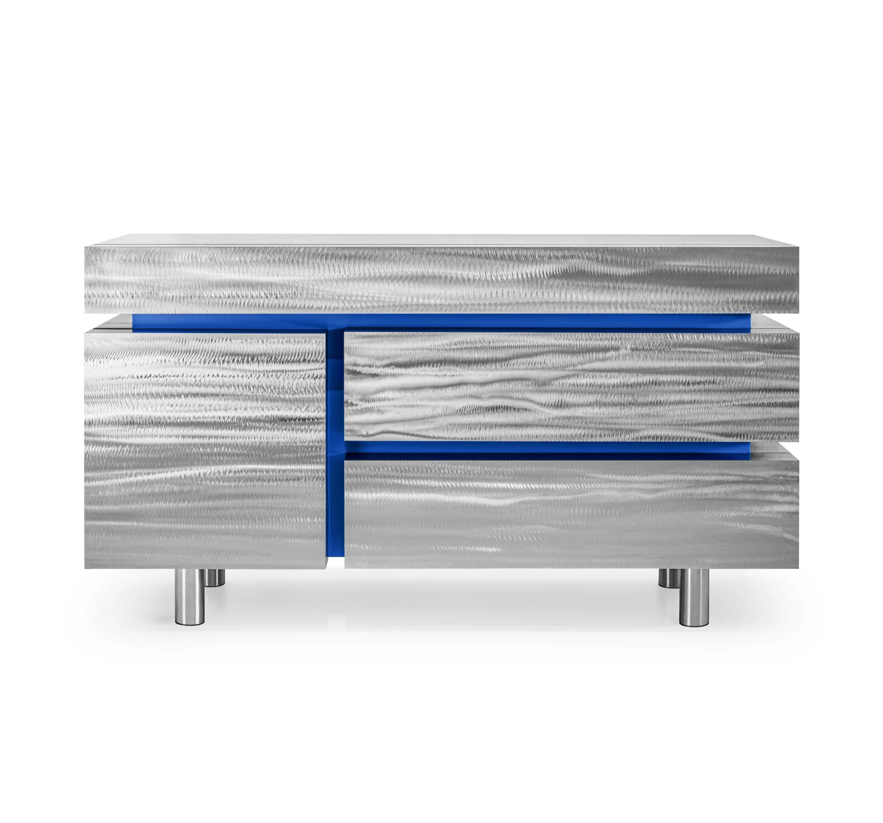 Komoda GERRIT CS1 - LIMITED EDITION stalowy z kobaltowym