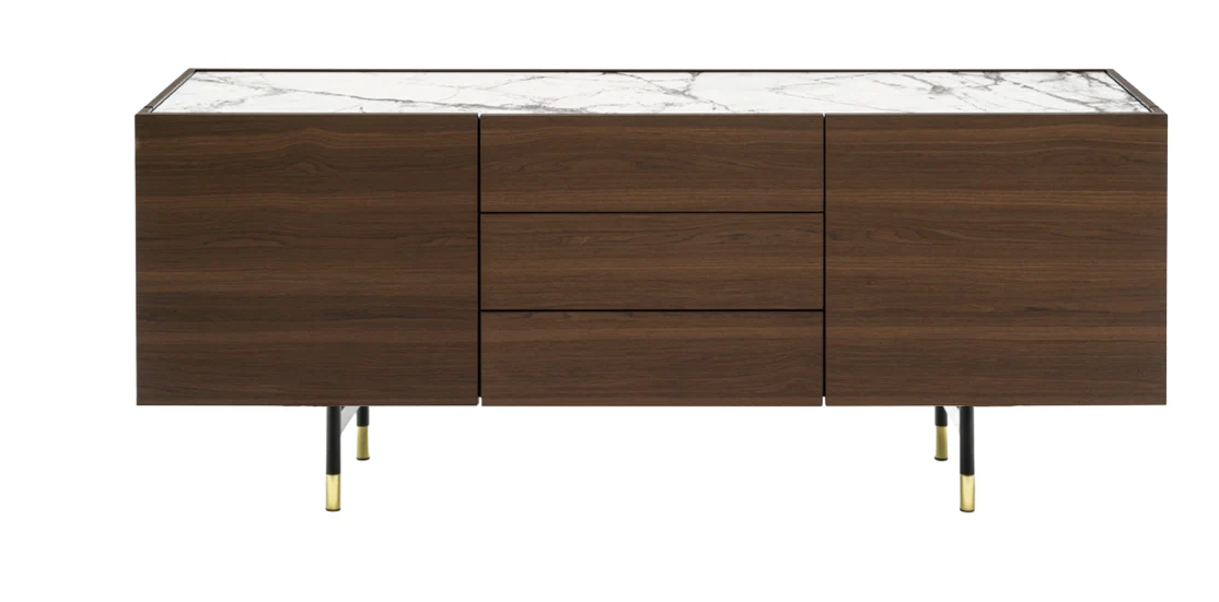 Komoda HORIZON ciemne drewno z białym blatem - Image 3