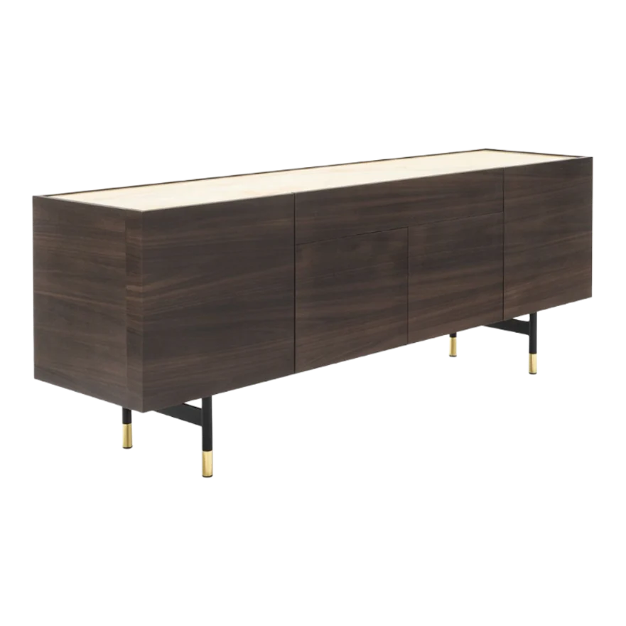Komoda HORIZON ciemne drewno z kremowym blatem