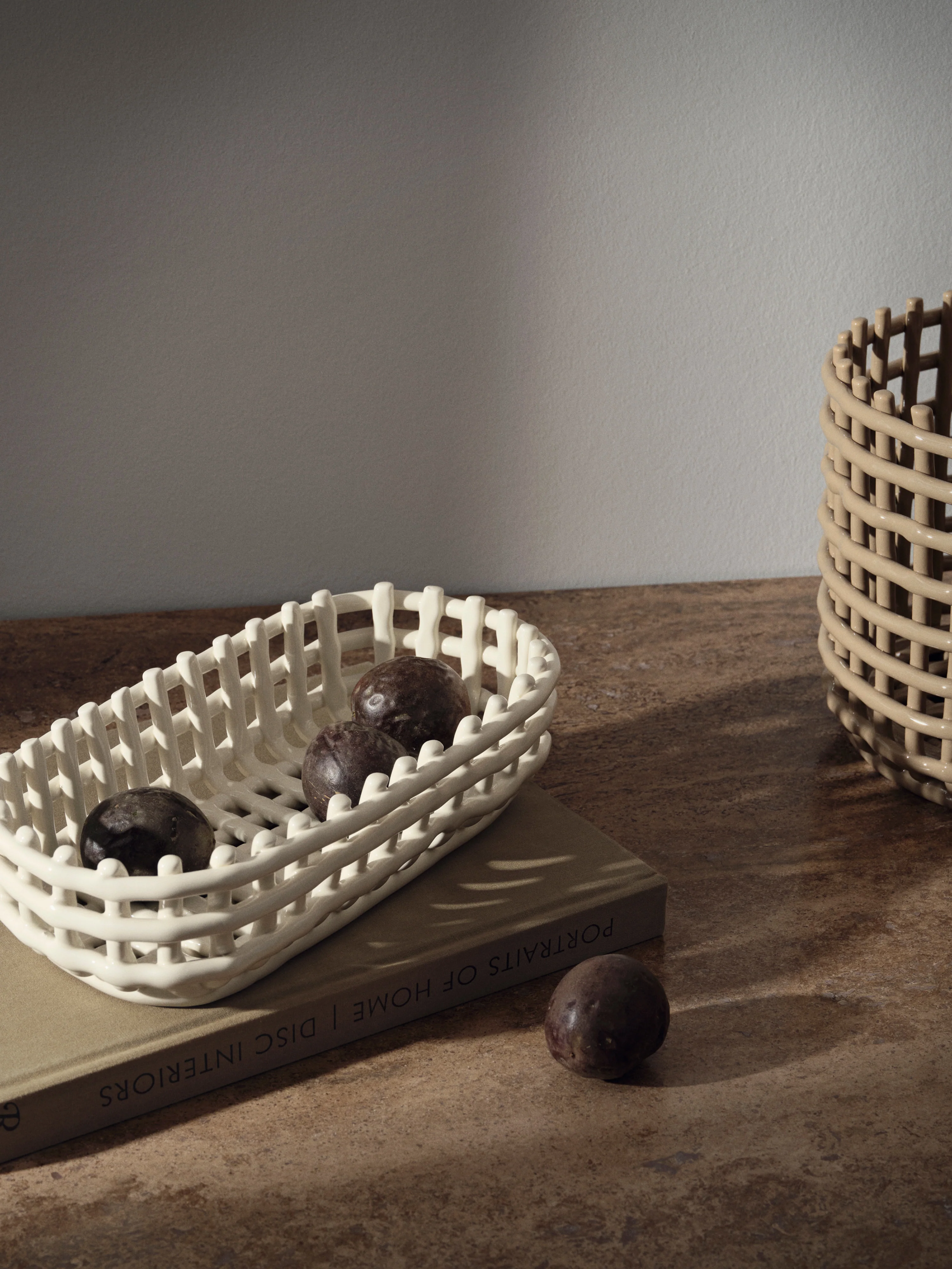 Koszyk CERAMIC BASKET OVAL biały - Image 2