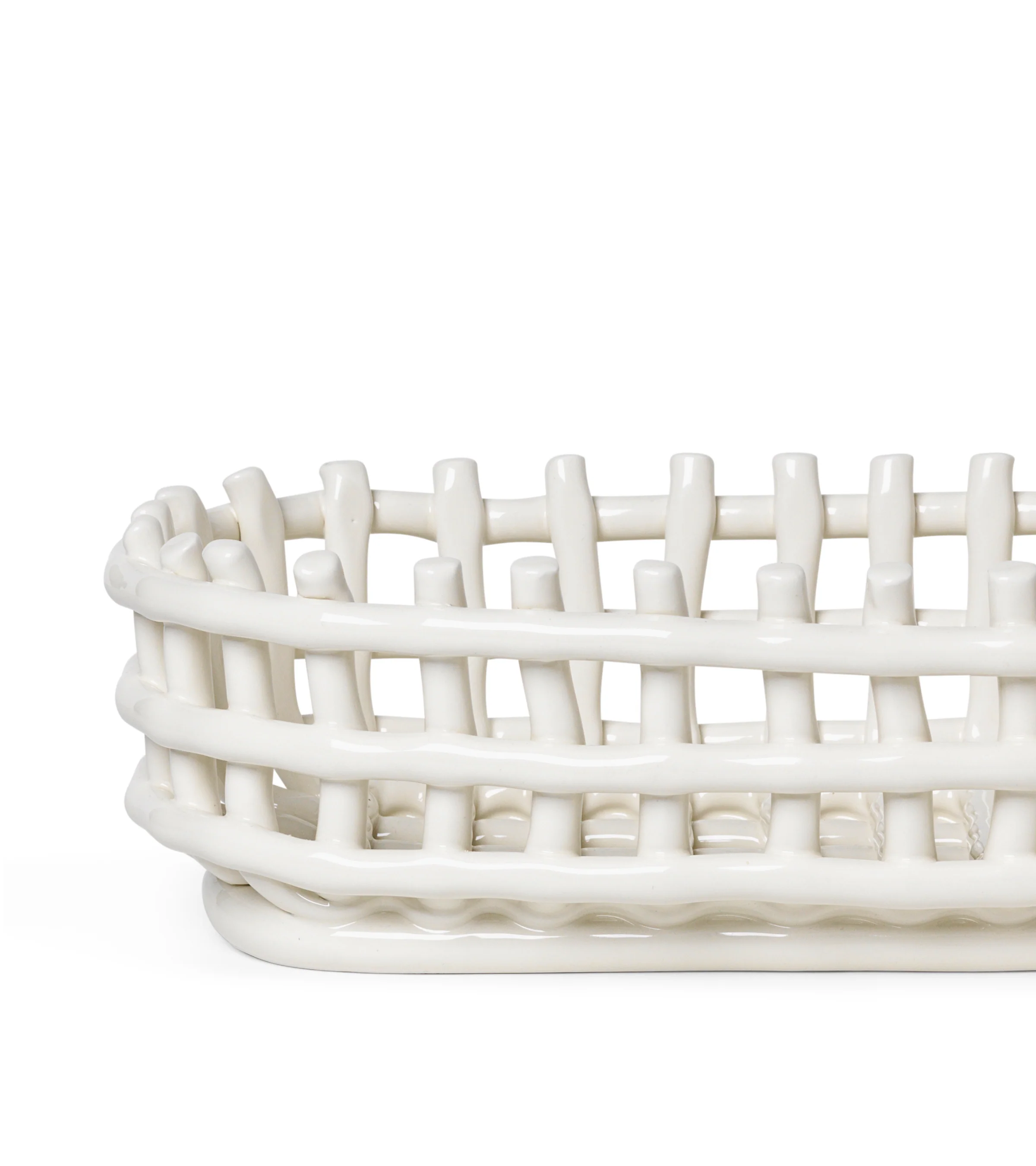 Koszyk CERAMIC BASKET OVAL biały - Image 4
