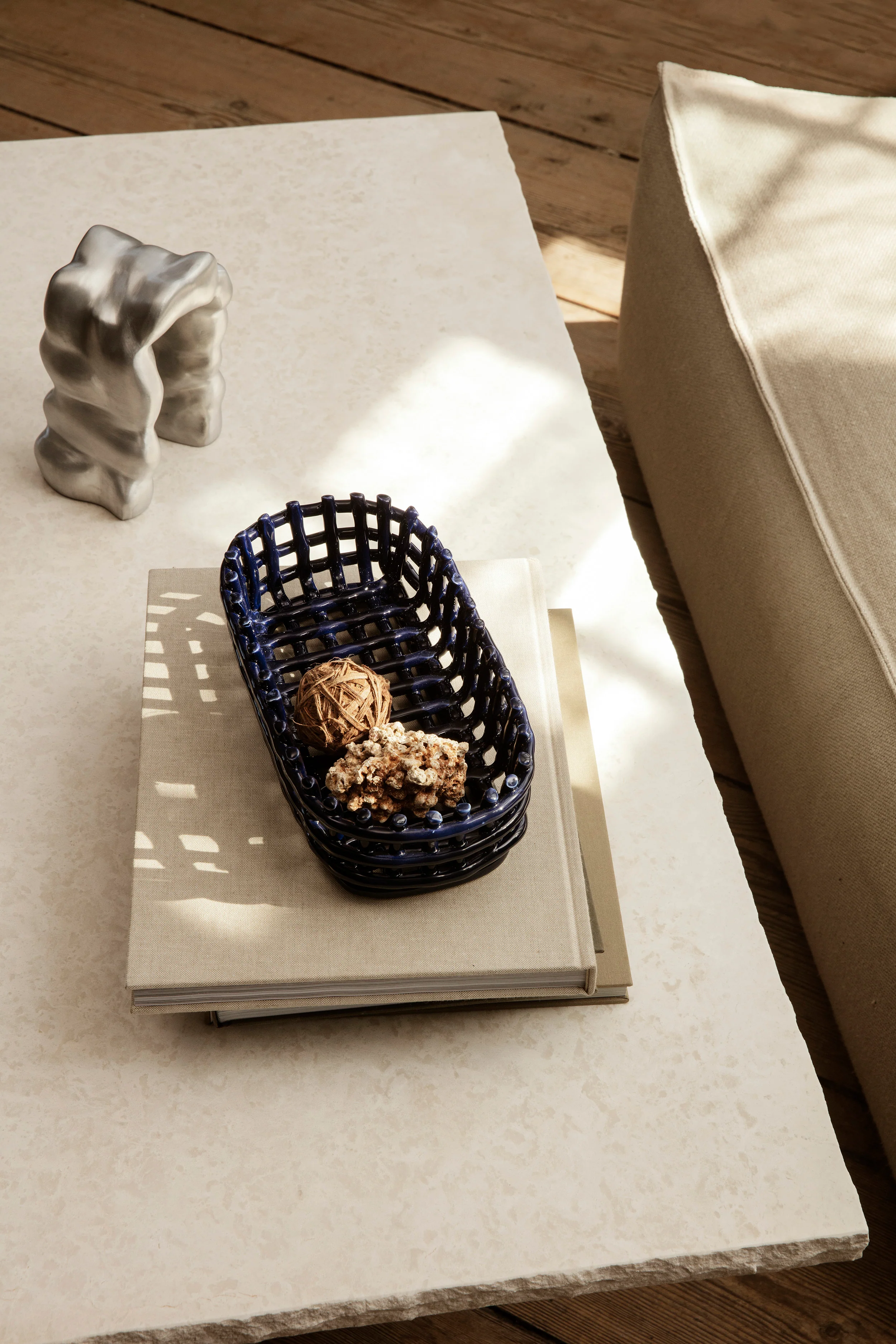 Koszyk CERAMIC BASKET OVAL niebieski - Image 2