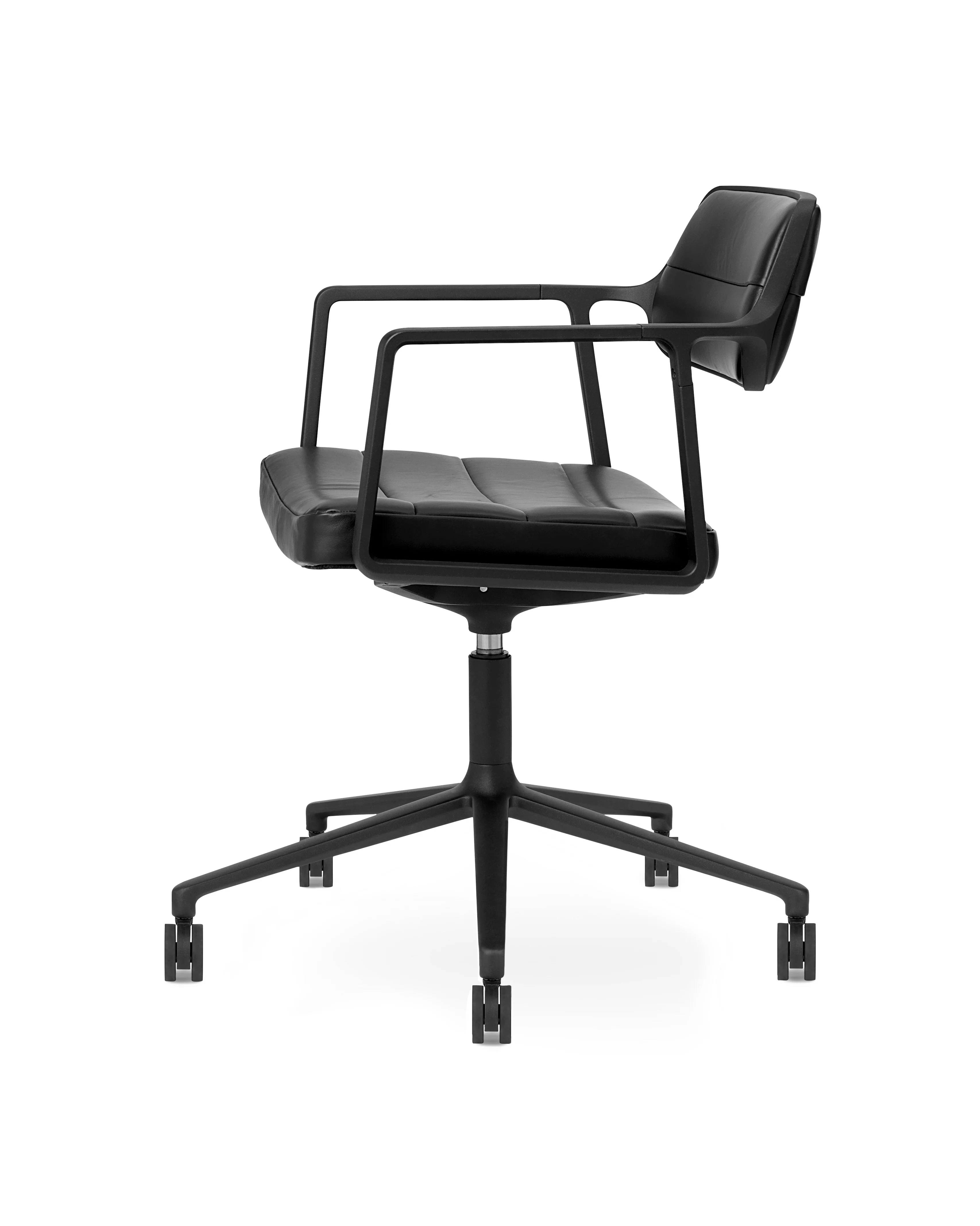 Krzesło biurowe 453+ czarna skóra z czarną metalową podstawą - Image 3