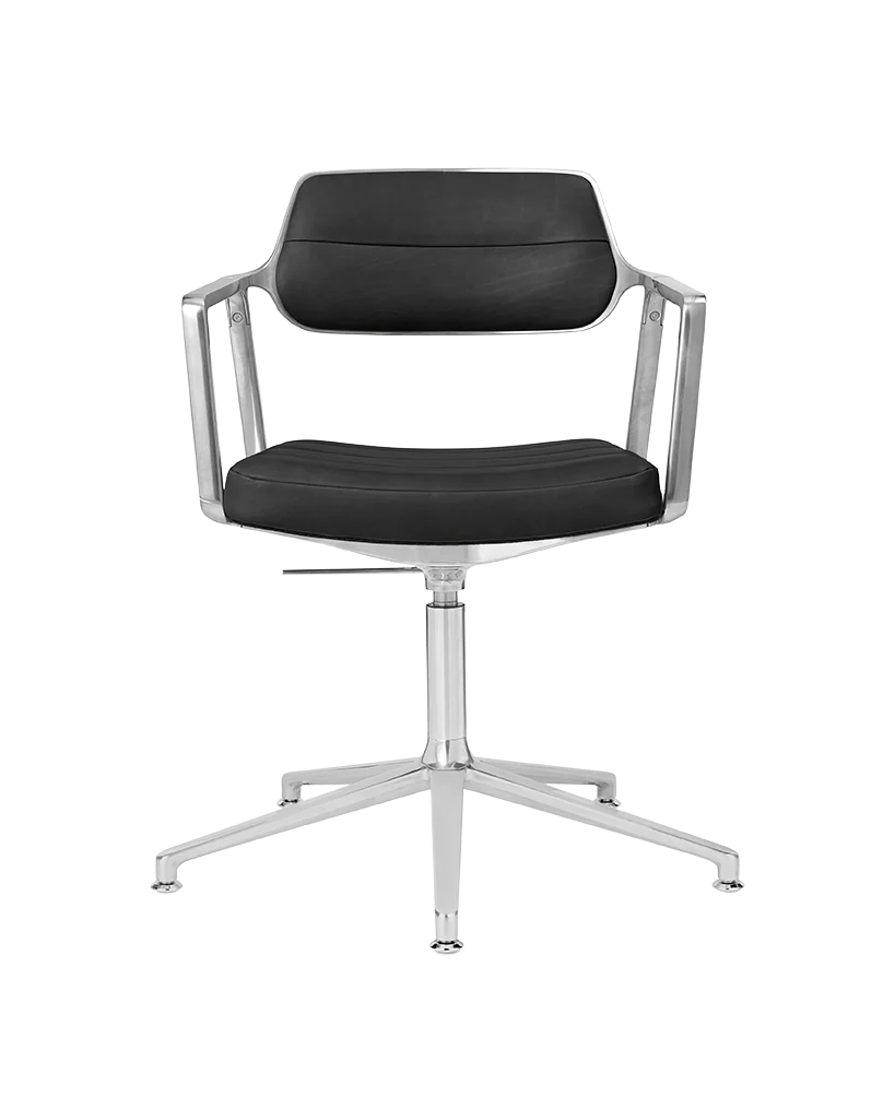 Krzesło biurowe 453+ czarna skóra z metalową podstawą - Image 5