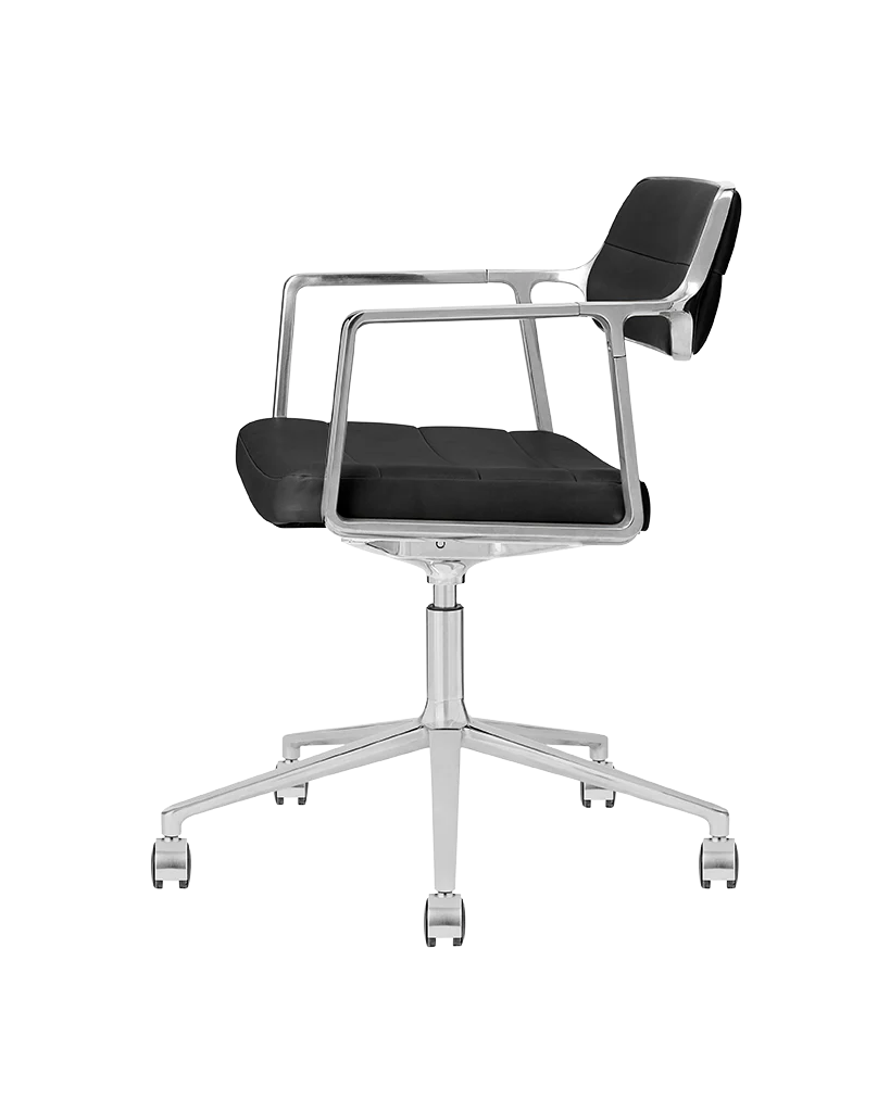 Krzesło biurowe 453+ czarna skóra z metalową podstawą - Image 8
