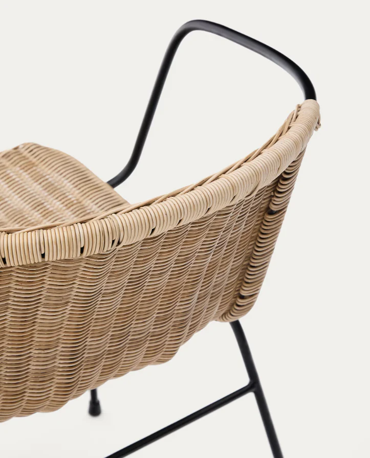 Krzesło zewnętrzne ELTIERA rattan syntetyczny ze stalowymi podłokietnikami i podstawą - Image 7