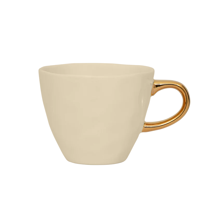 Kubek ceramiczny GOOD MORNING kremowy ze złotym
