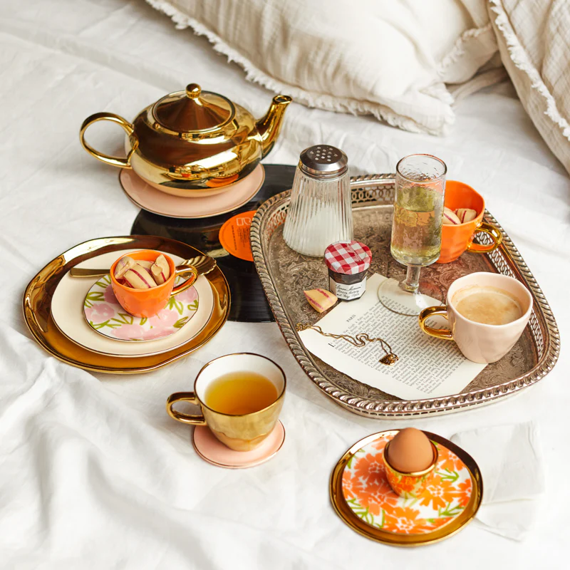 Kubek ceramiczny GOOD MORNING kremowy ze złotym - Image 4