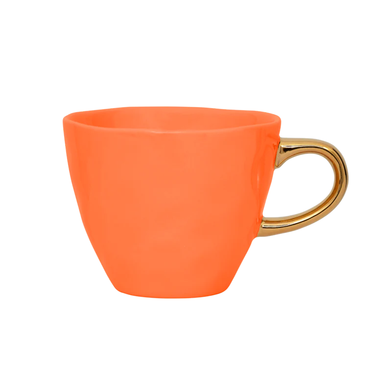 Kubek ceramiczny GOOD MORNING pomarańczowy ze złotym