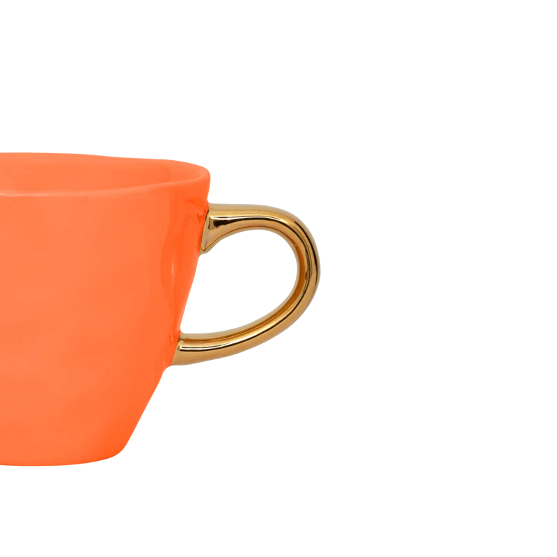 Kubek ceramiczny GOOD MORNING pomarańczowy ze złotym - Image 3