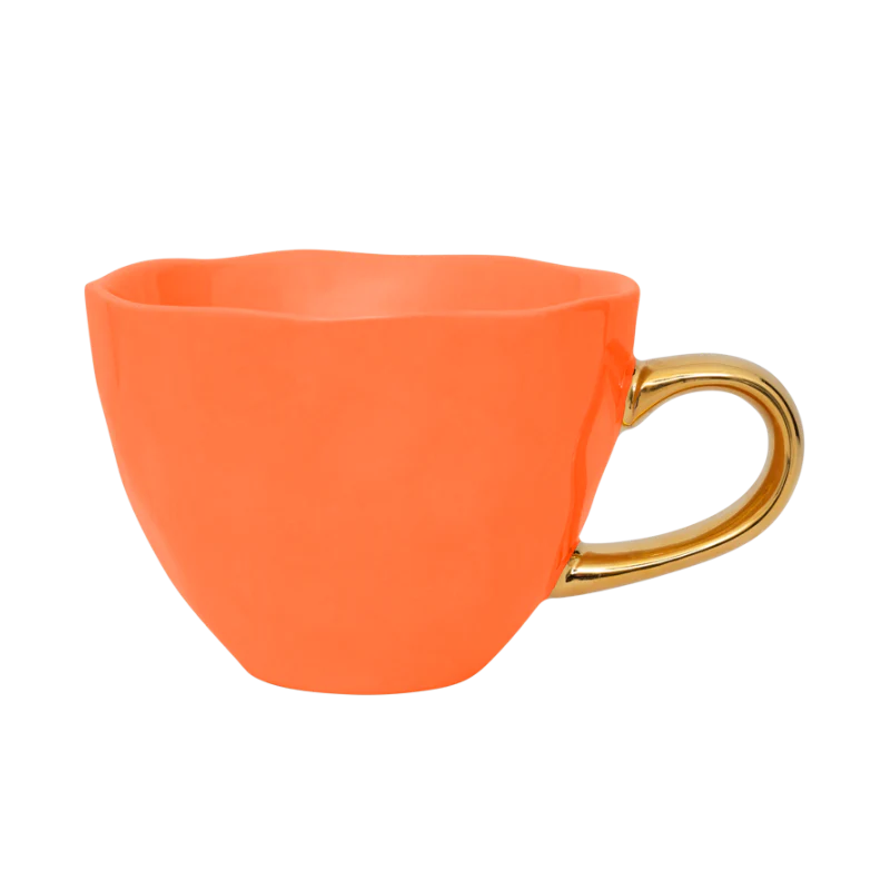 Filiżanka do cappuccino GOOD MORNING pomarańczowy ze złotym
