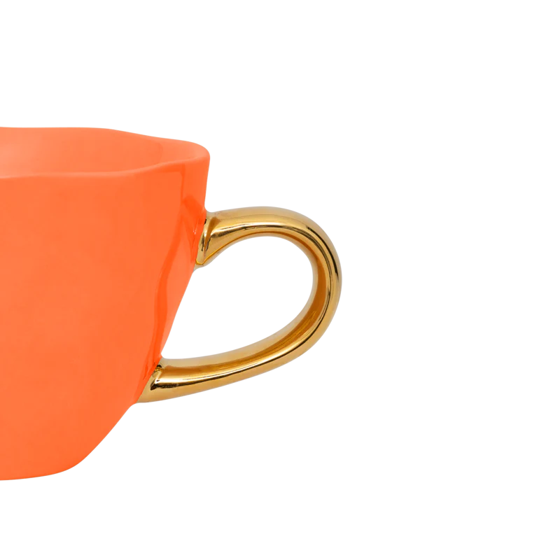 Filiżanka do cappuccino GOOD MORNING pomarańczowy ze złotym - Image 3