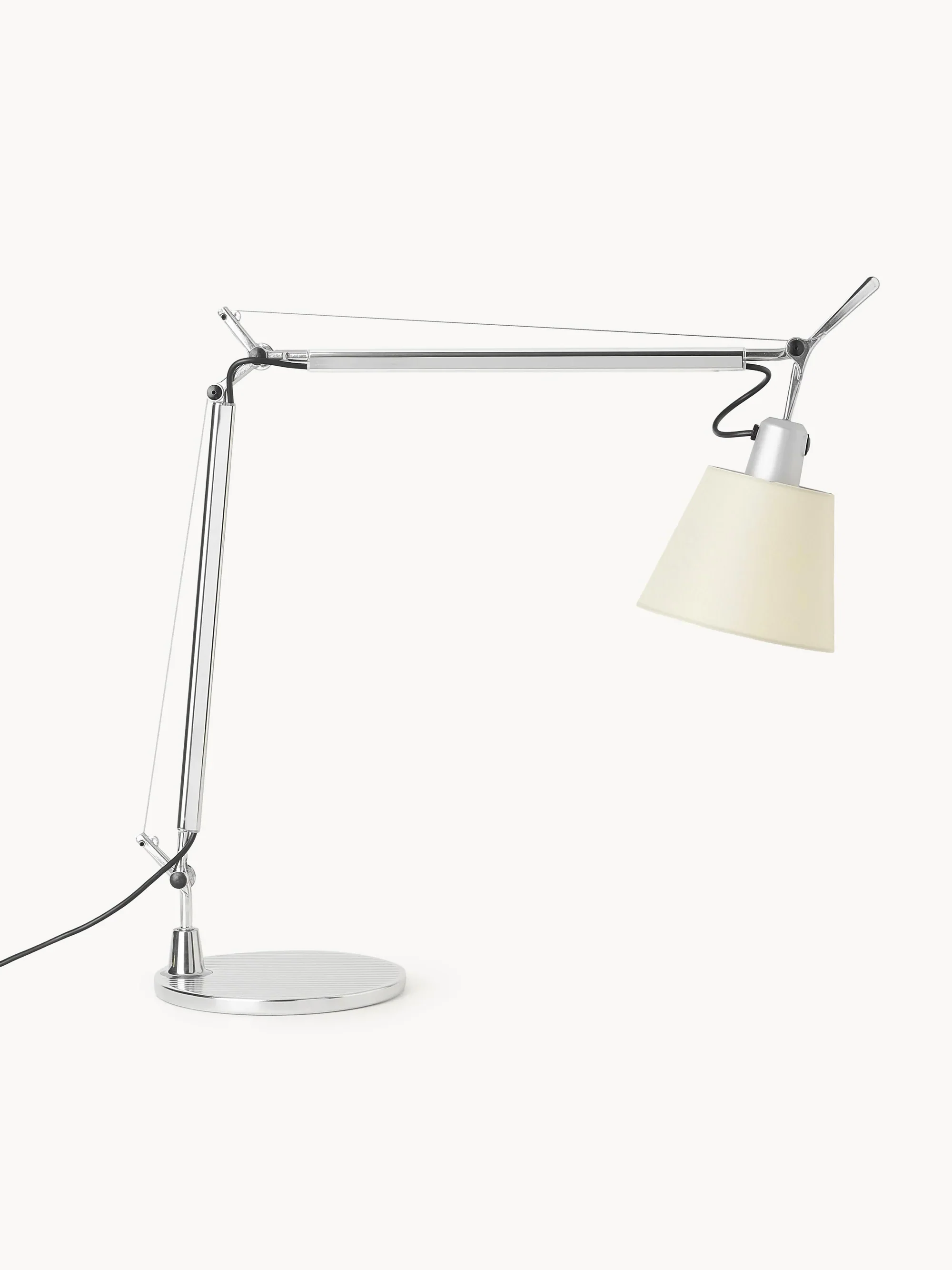 Lampa biurkowa regulowana TOLOMEO BASCULANTE pergaminowy klosz ze srebrną podstawą - Image 3