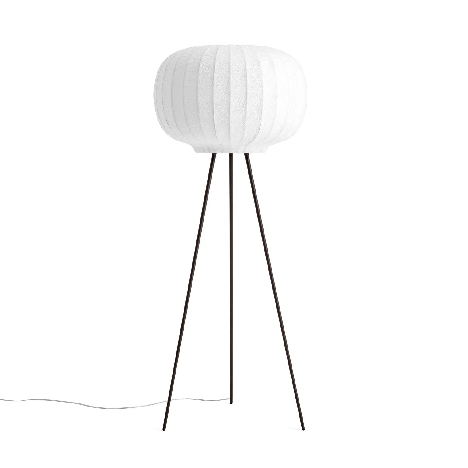 Lampa podłogowa 581 papierowy klosz z ciemną metalową podstawą