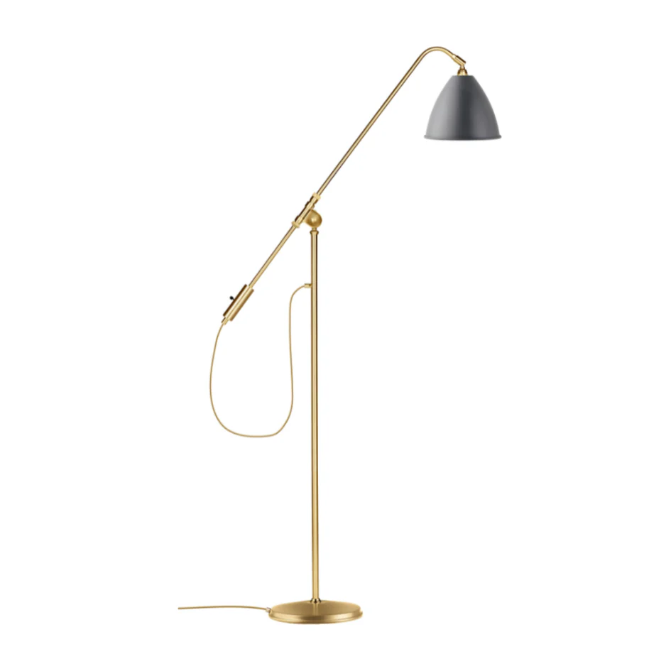 Lampa podłogowa BESTLITE BL4 mosiądz z szarym kloszem