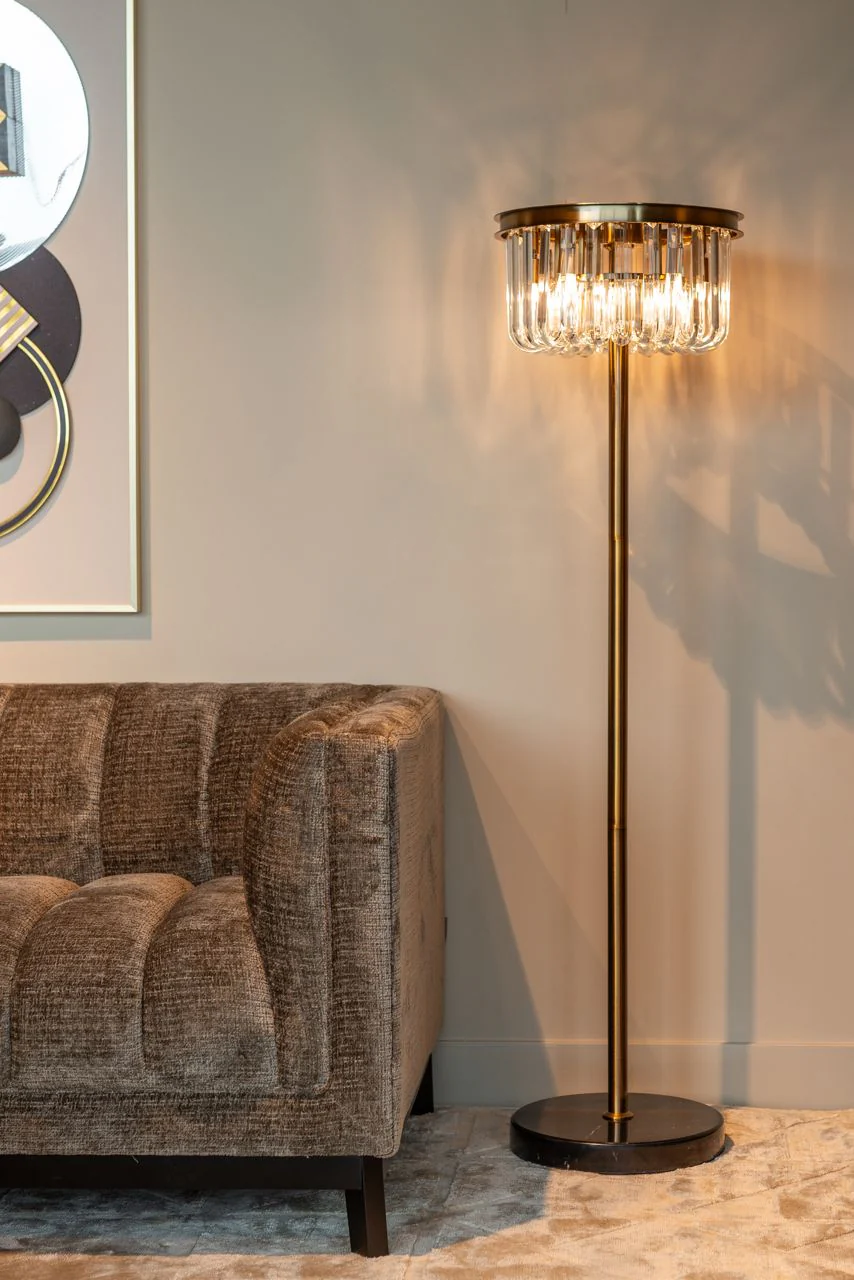 Lampa podłogowa DAGMAR szkło z czarną podstawą - Image 2