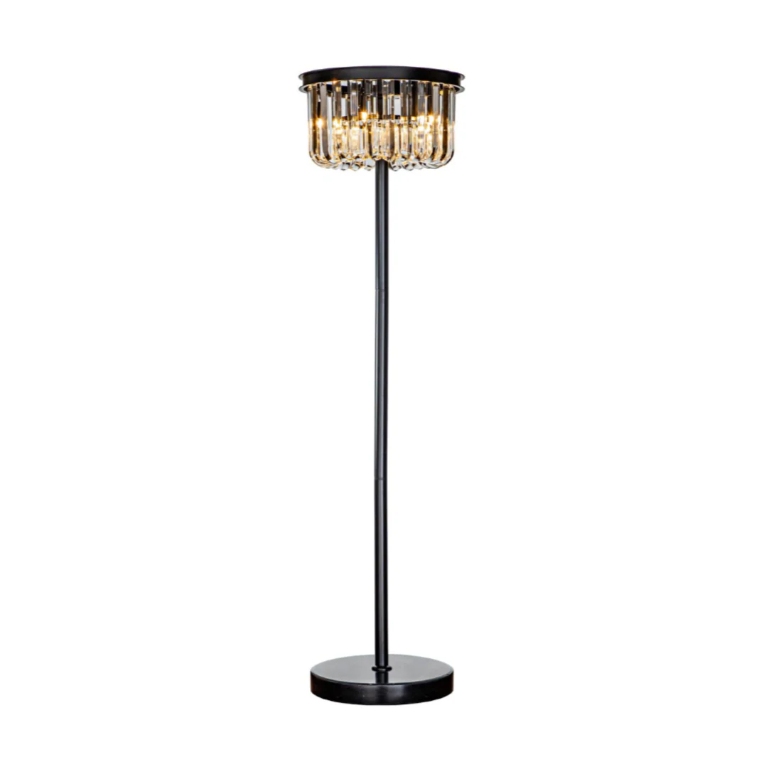 Lampa podłogowa DAGMAR szkło z czarną podstawą