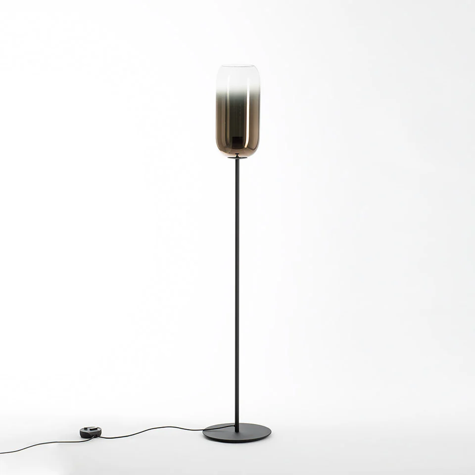 Lampa podłogowa GOPLE brązowy z czarną podstawą - Image 2