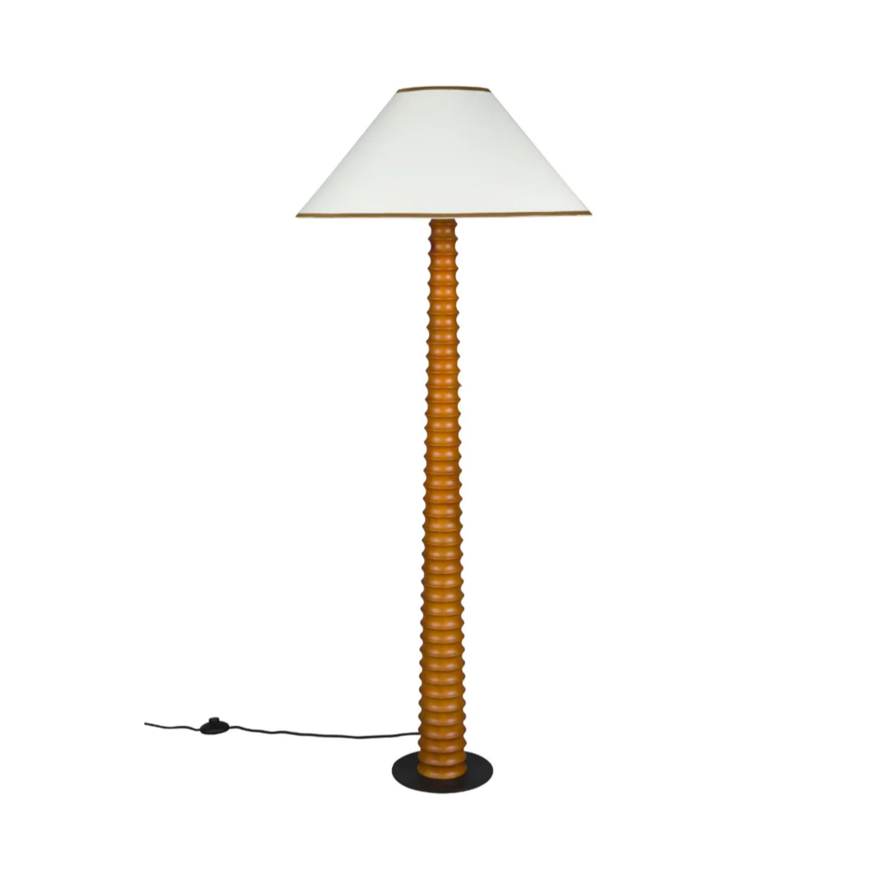 Lampa podłogowa HORACE drewno dębowe z bawełnianym kloszem