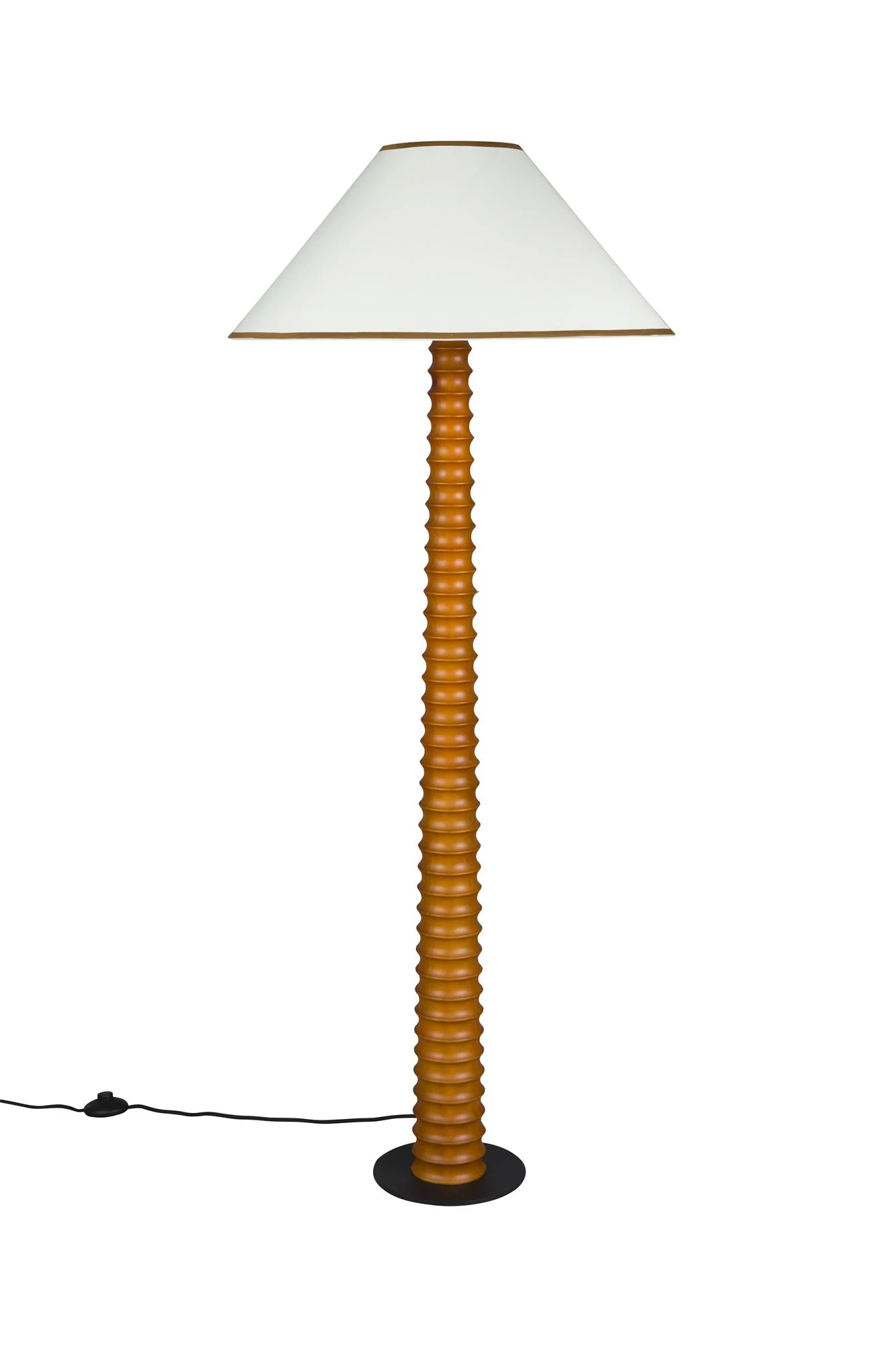 Lampa podłogowa HORACE drewno dębowe z bawełnianym kloszem - Image 11