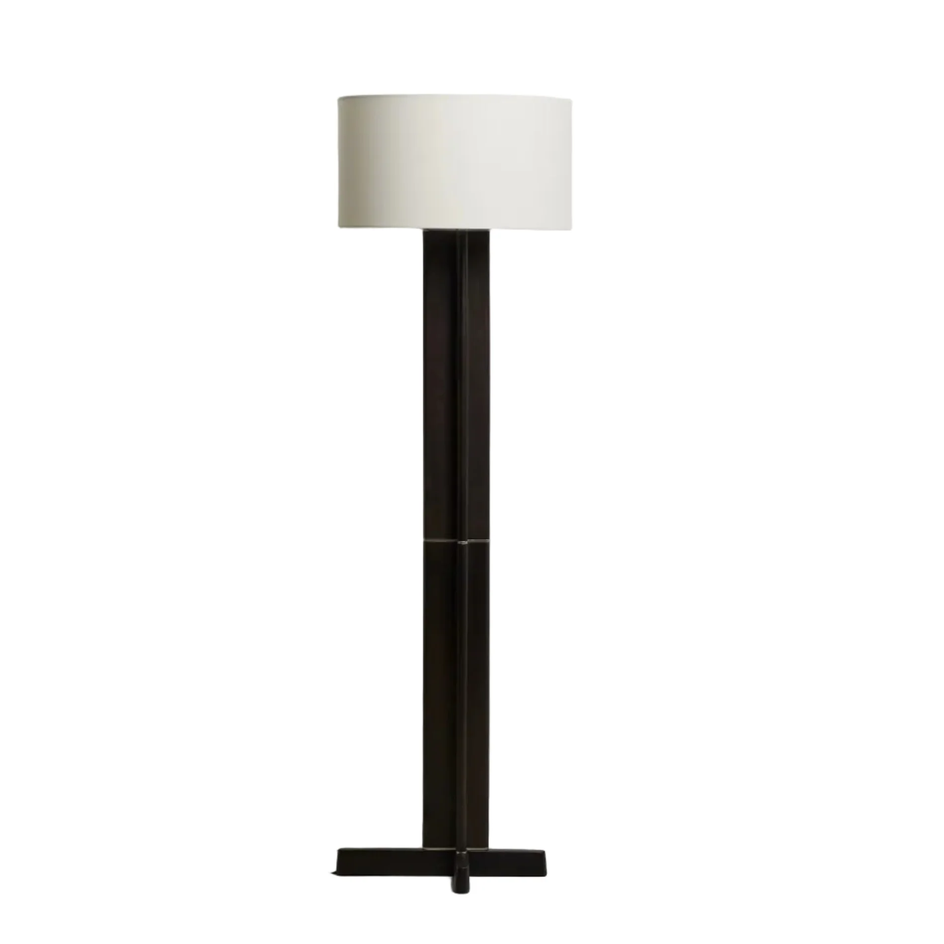 Lampa podłogowa NIANI szary z ciemną drewnianą podstawą