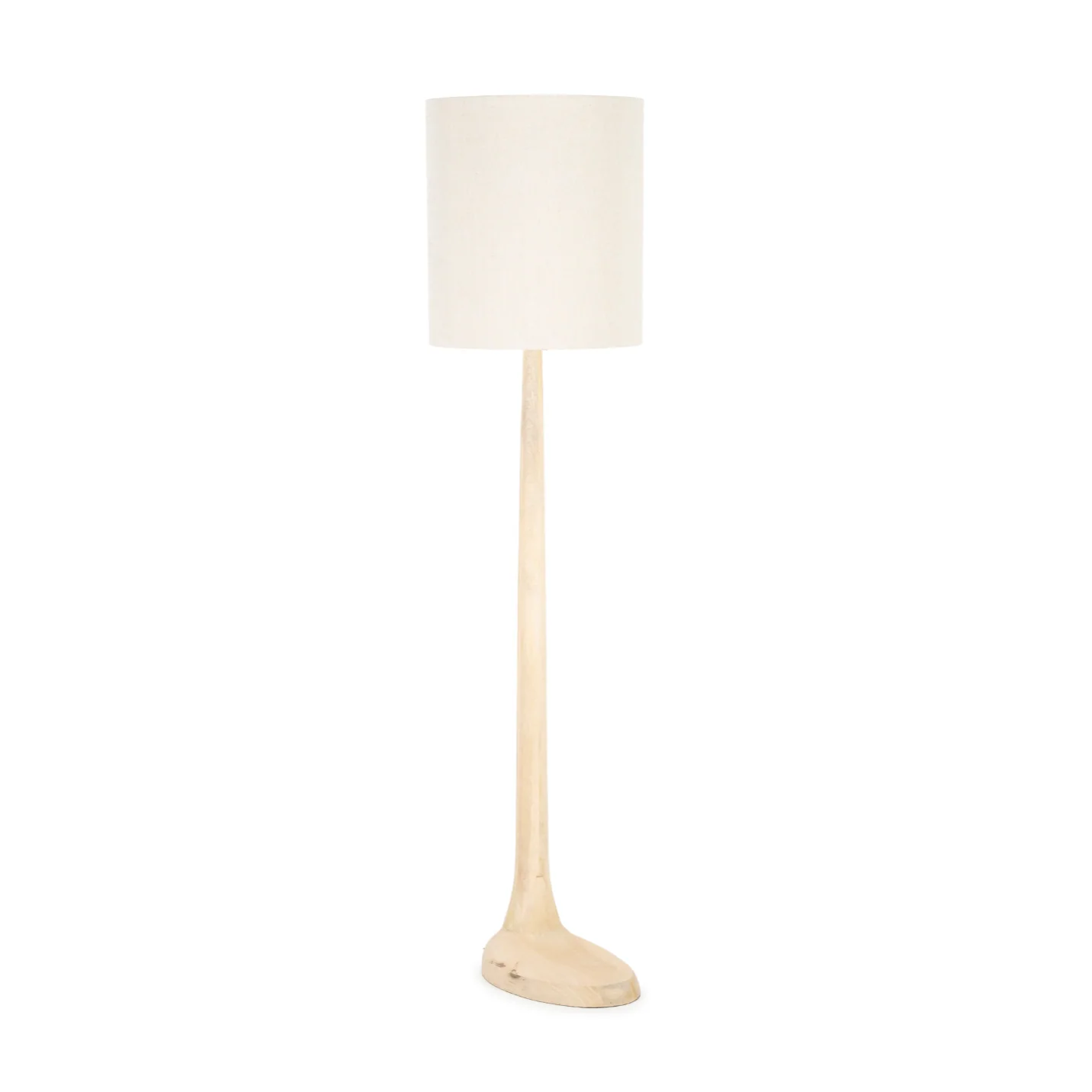 Lampa podłogowa RINE drewno mango z kremowym kloszem
