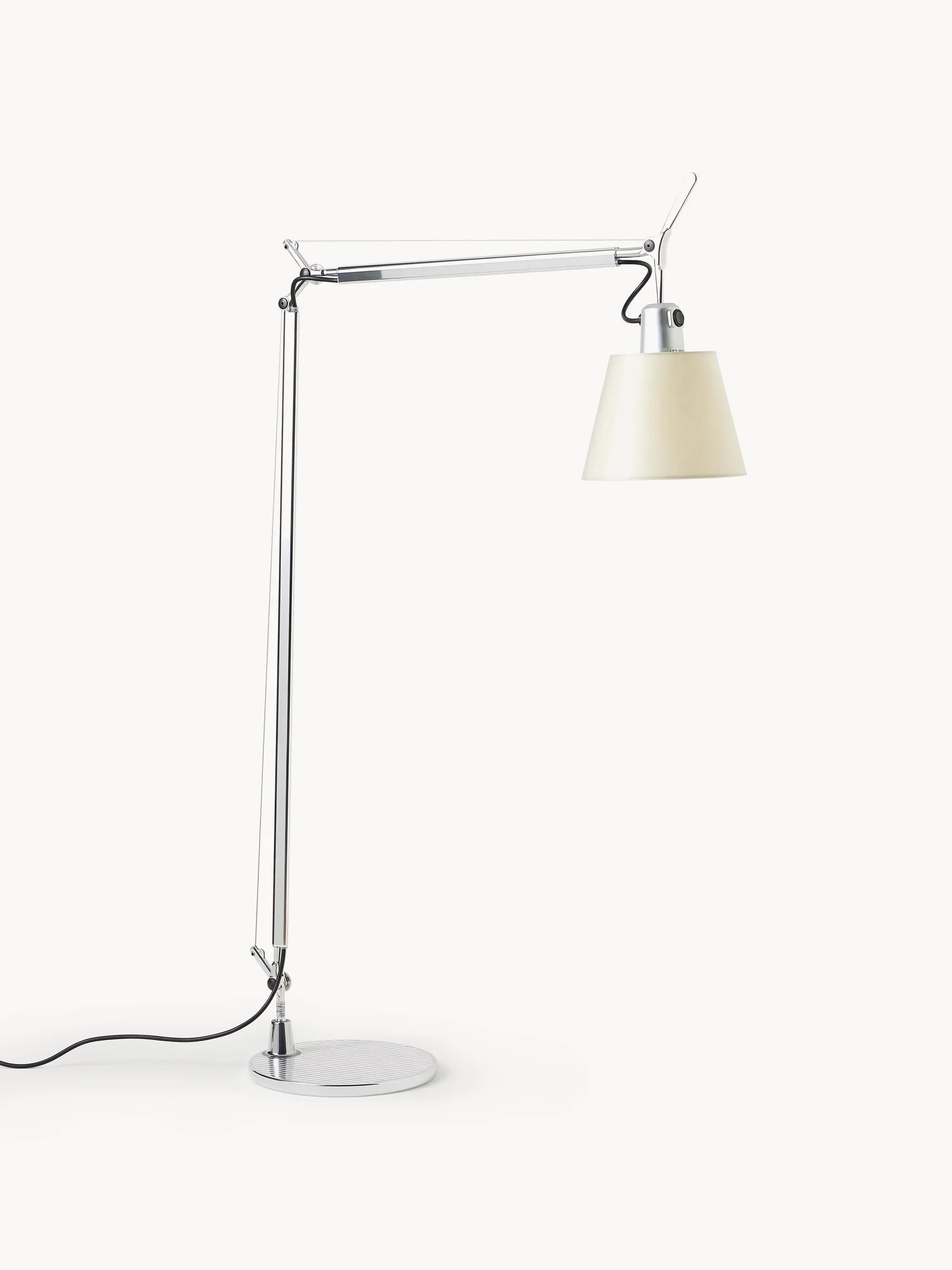 Lampa podłogowa do czytania TOLOMEO BASCULANTE pergaminowy klosz ze srebrną podstawą - Image 3