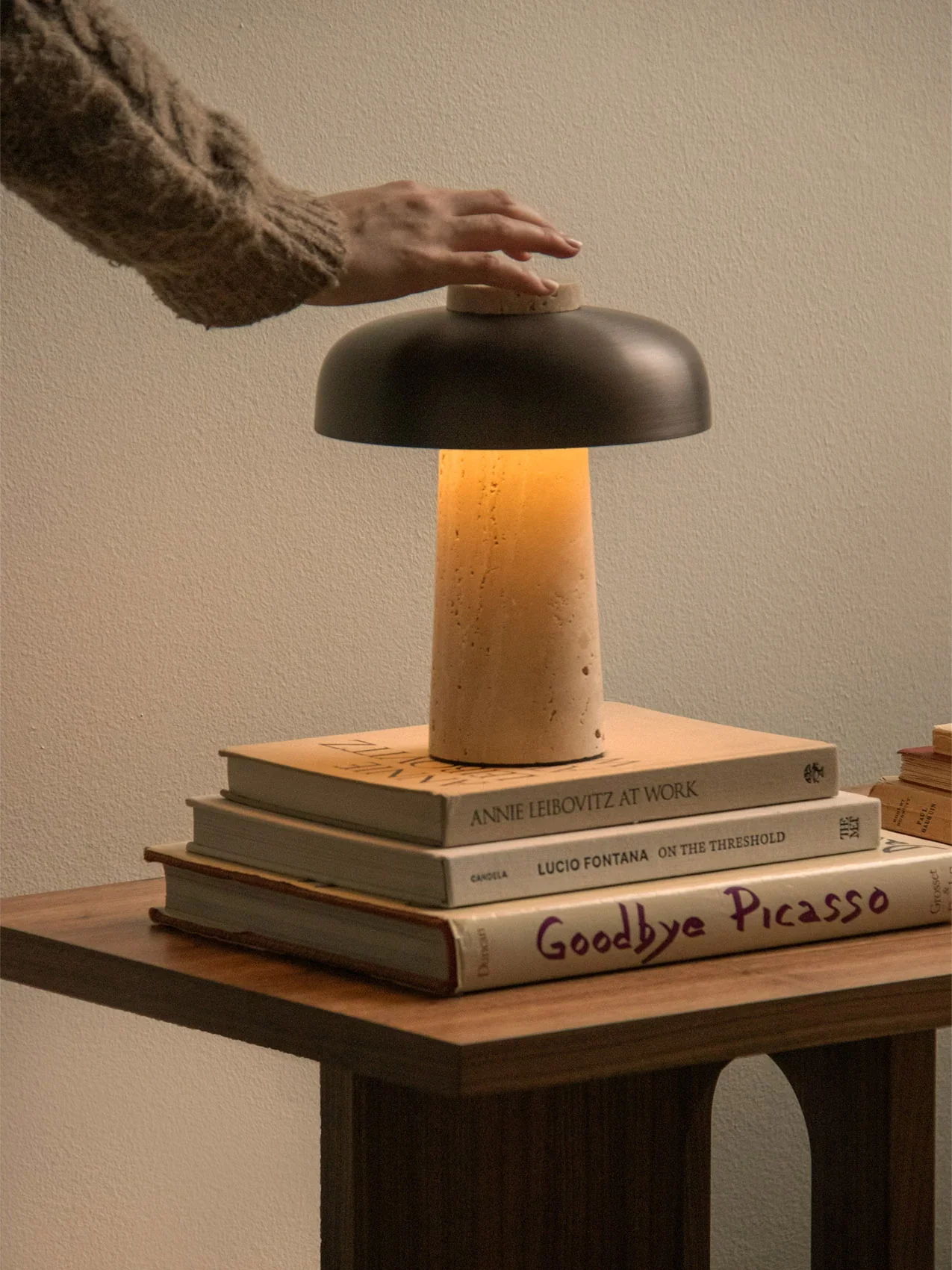 Lampa przenośna REVERSE brązowy klosz z kamienną podstawą - Image 2