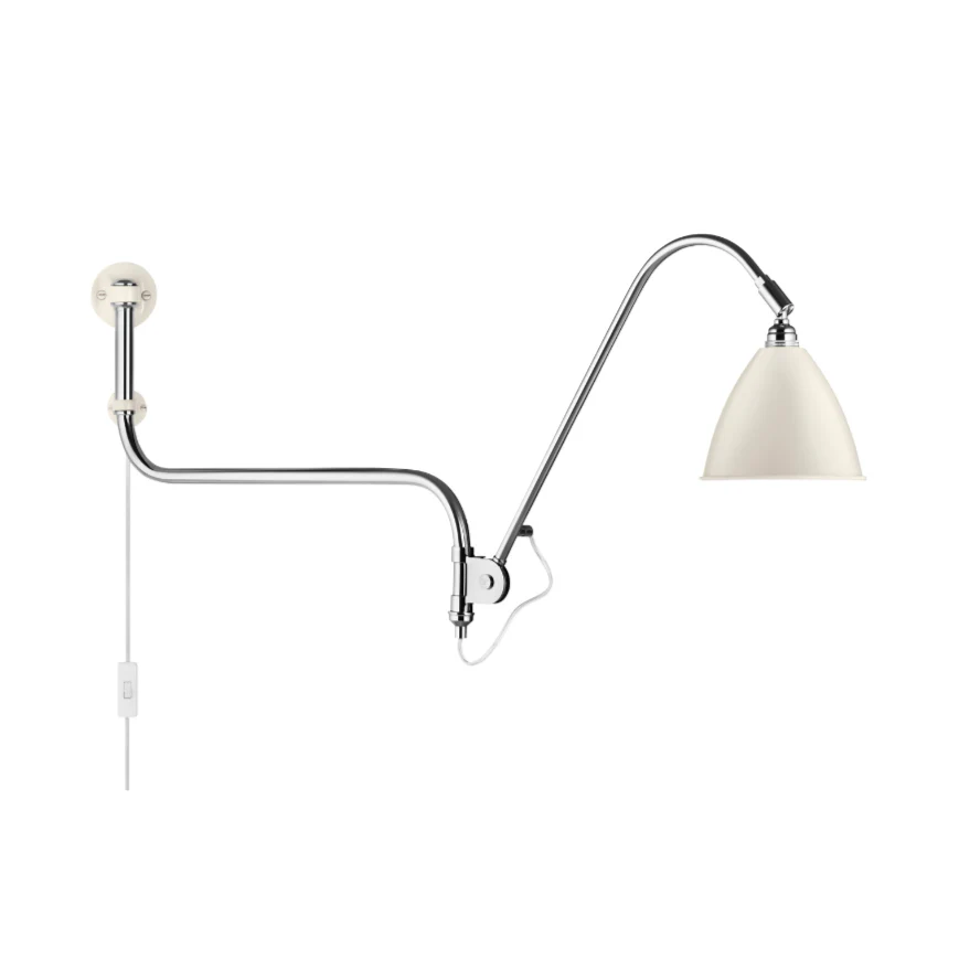 Lampa ścienna z wysięgnikiem regulowana BESTLITE BL10 chrom z porcelanowym kloszem