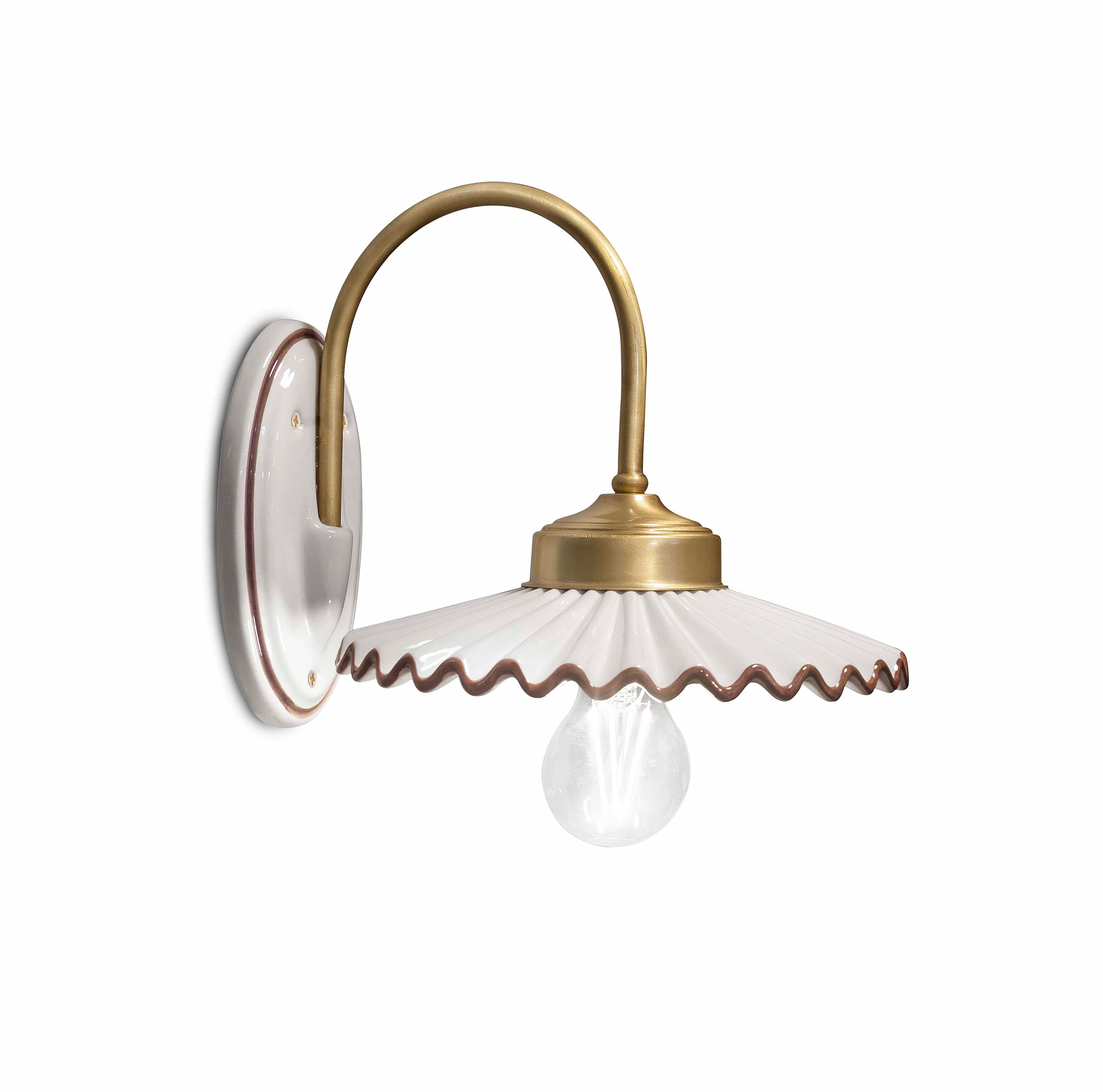 Lampa ścienna ceramiczna L’AQUILA biały z mokka i złotem