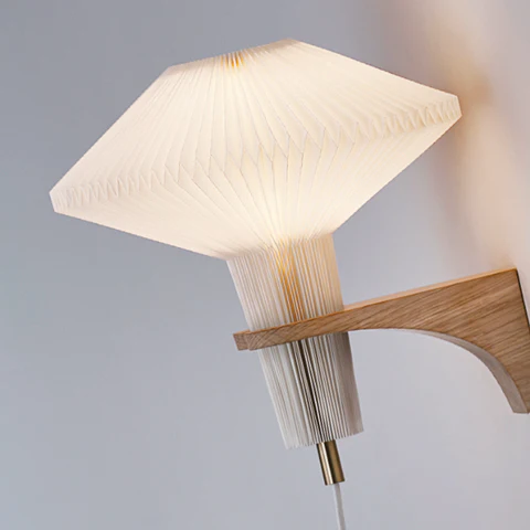 Lampa ścienna MODEL 204 MUSHROOM biały z ciemną dębową podstawą - Image 6